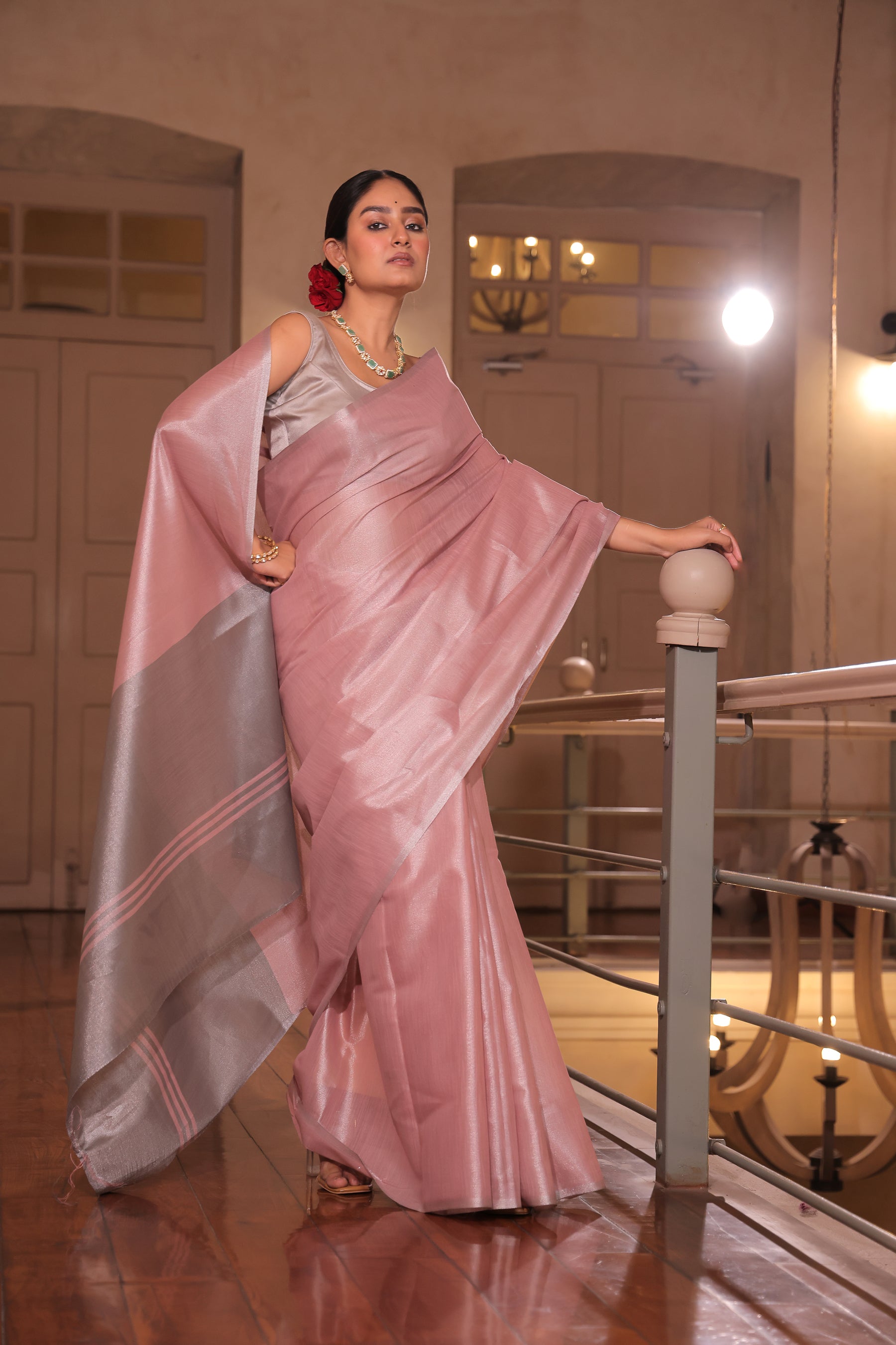 Pure Tissue Silk With Contrast Pallu