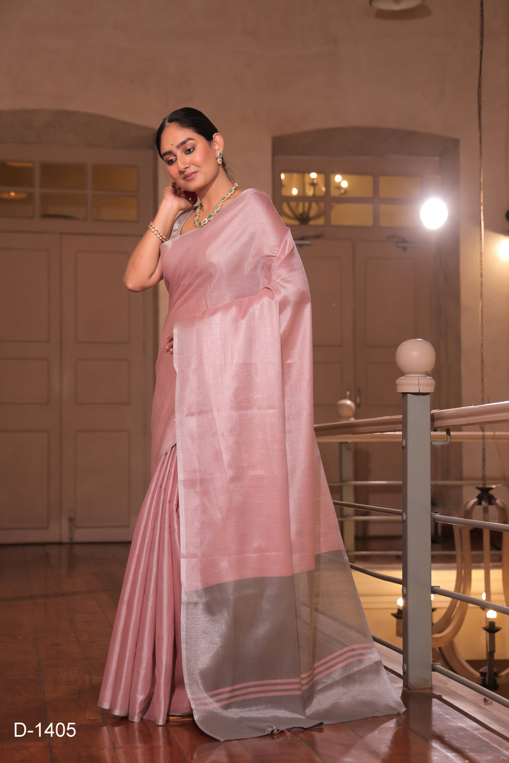 Pure Tissue Silk With Contrast Pallu