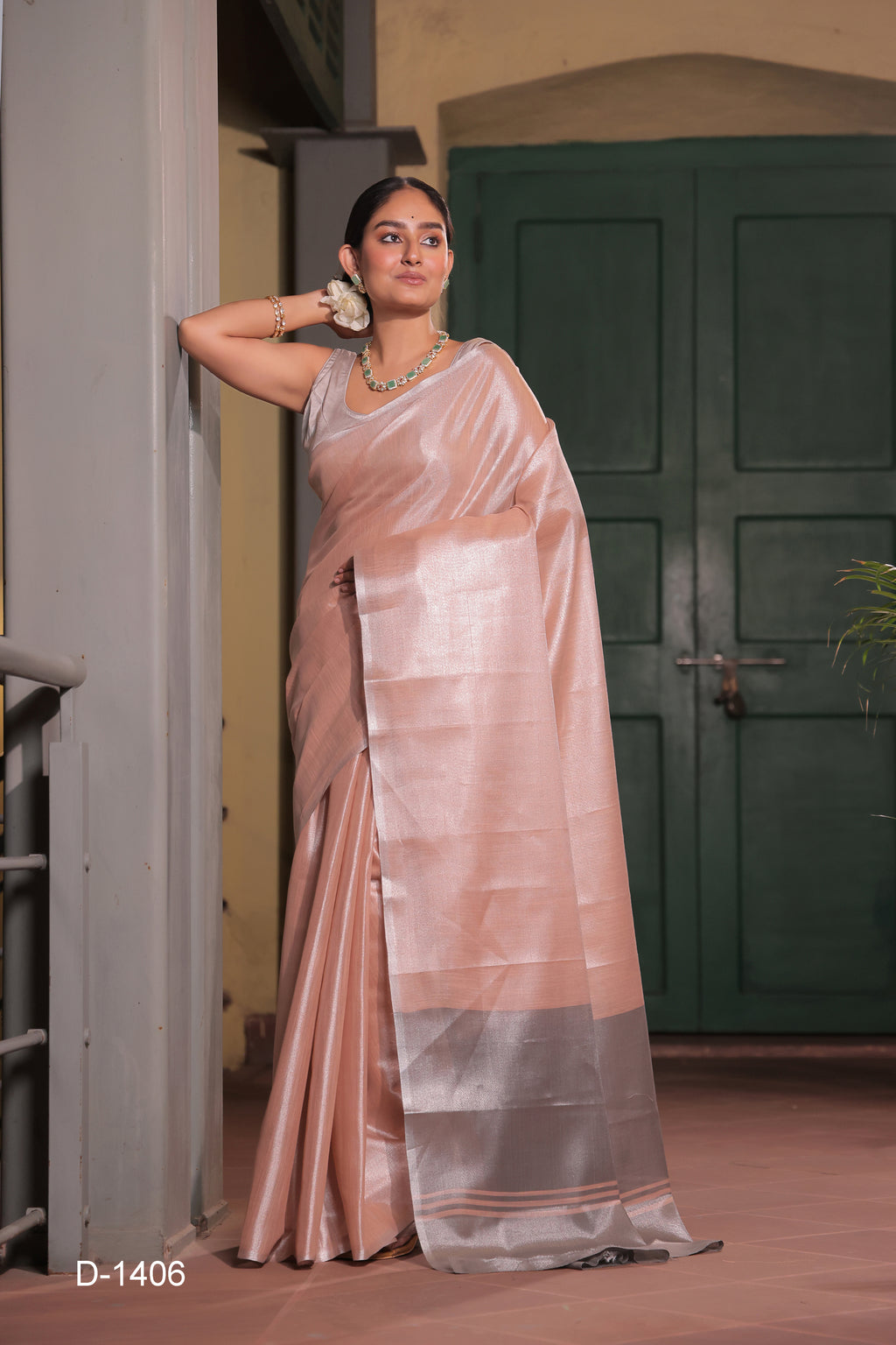 Pure Tissue Silk With Contrast Pallu