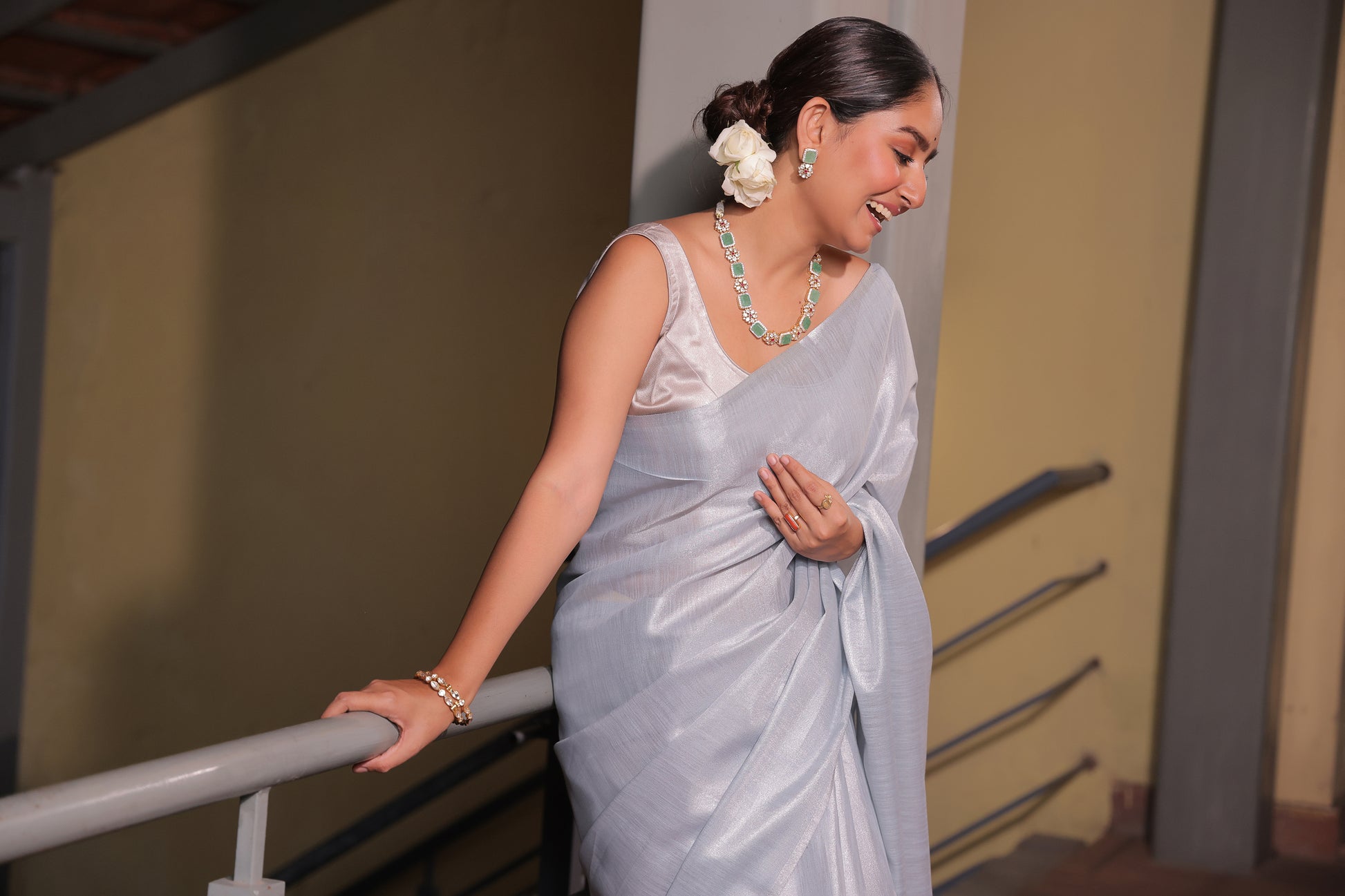 Pure Tissue Silk With Contrast Pallu