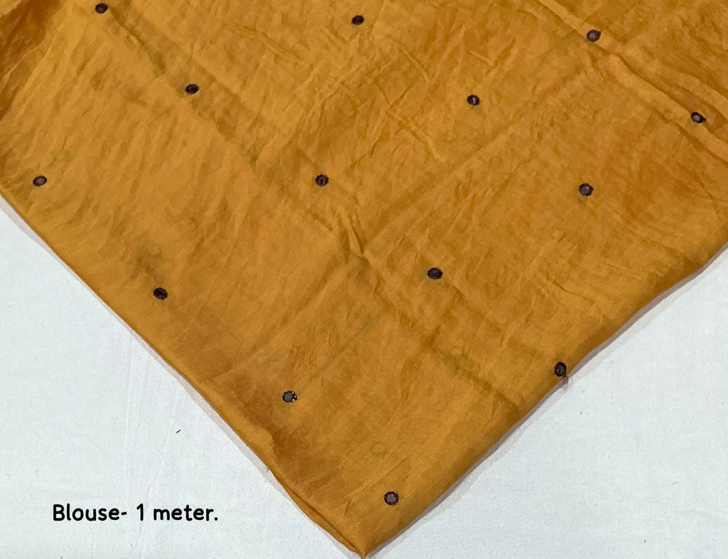 Premium Pure Chanderi Cotton Shibori Saree | Tie-Dye Red Saree with Contrast Blouse & Aari Mirror Work