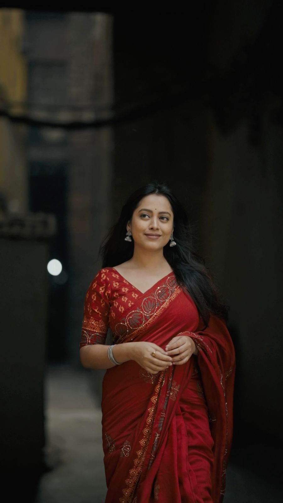 Ajrakh Hand Kaatha Work Saree | Pure Chanderi Hand Block Print Saree with Kaatha Embroidery & Tassels | Artisan Handcrafted Collection