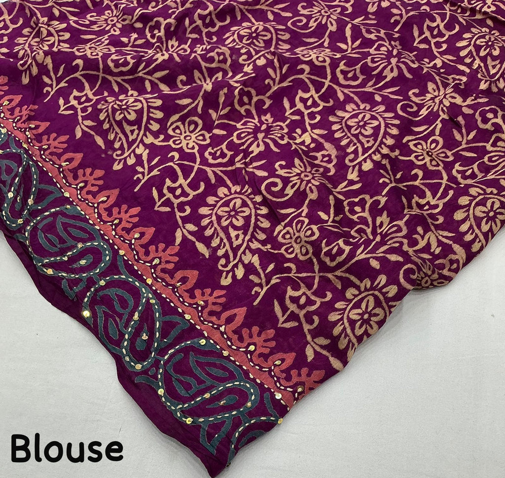 Jamali Ajrakh Kaatha Work Saree | Pure Chanderi Hand Block Print Saree with Kaatha Embroidery & Tassel Pallu | Premium Handcrafted Saree