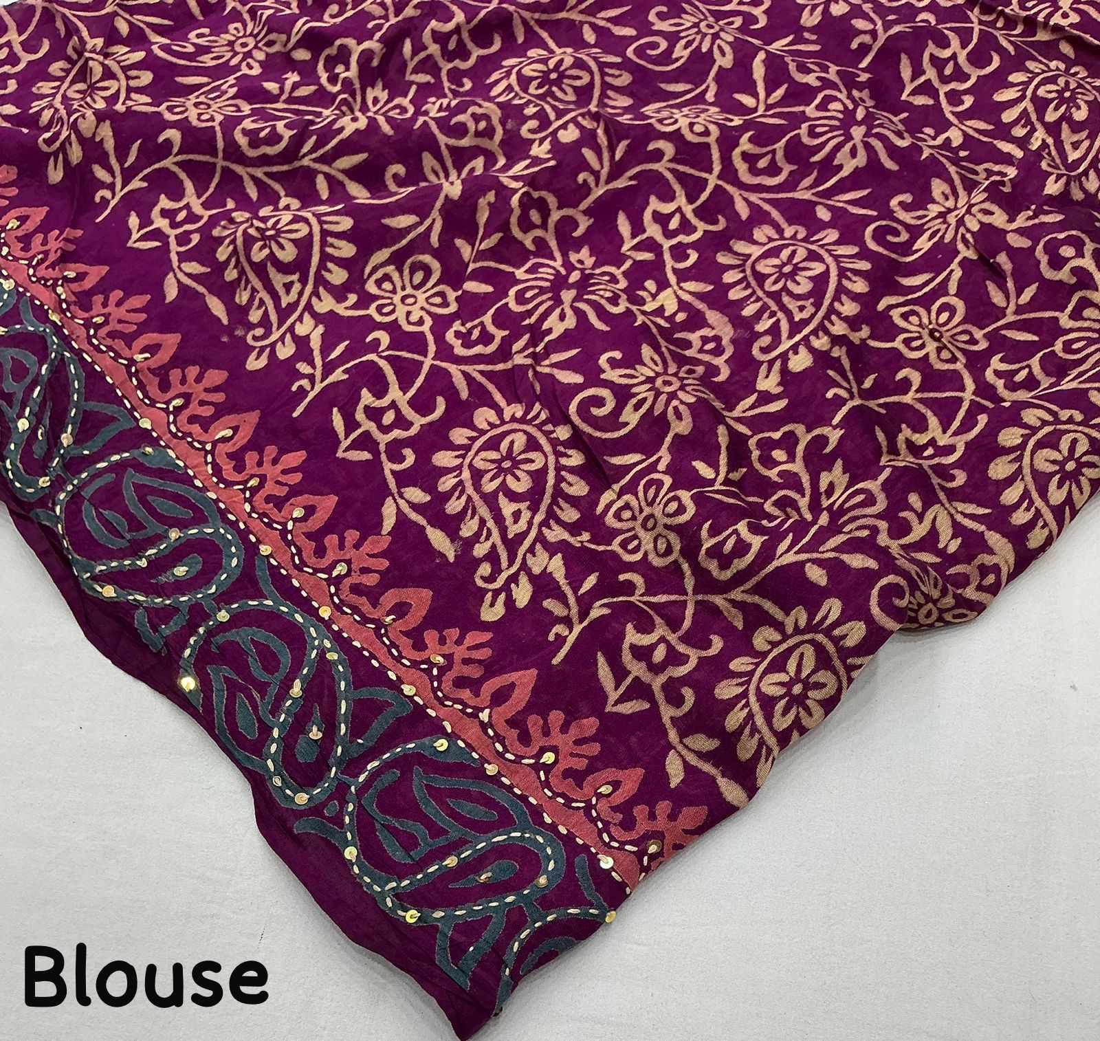 Jamali Ajrakh Kaatha Work Saree | Pure Chanderi Hand Block Print Saree with Kaatha Embroidery & Tassel Pallu | Premium Handcrafted Saree