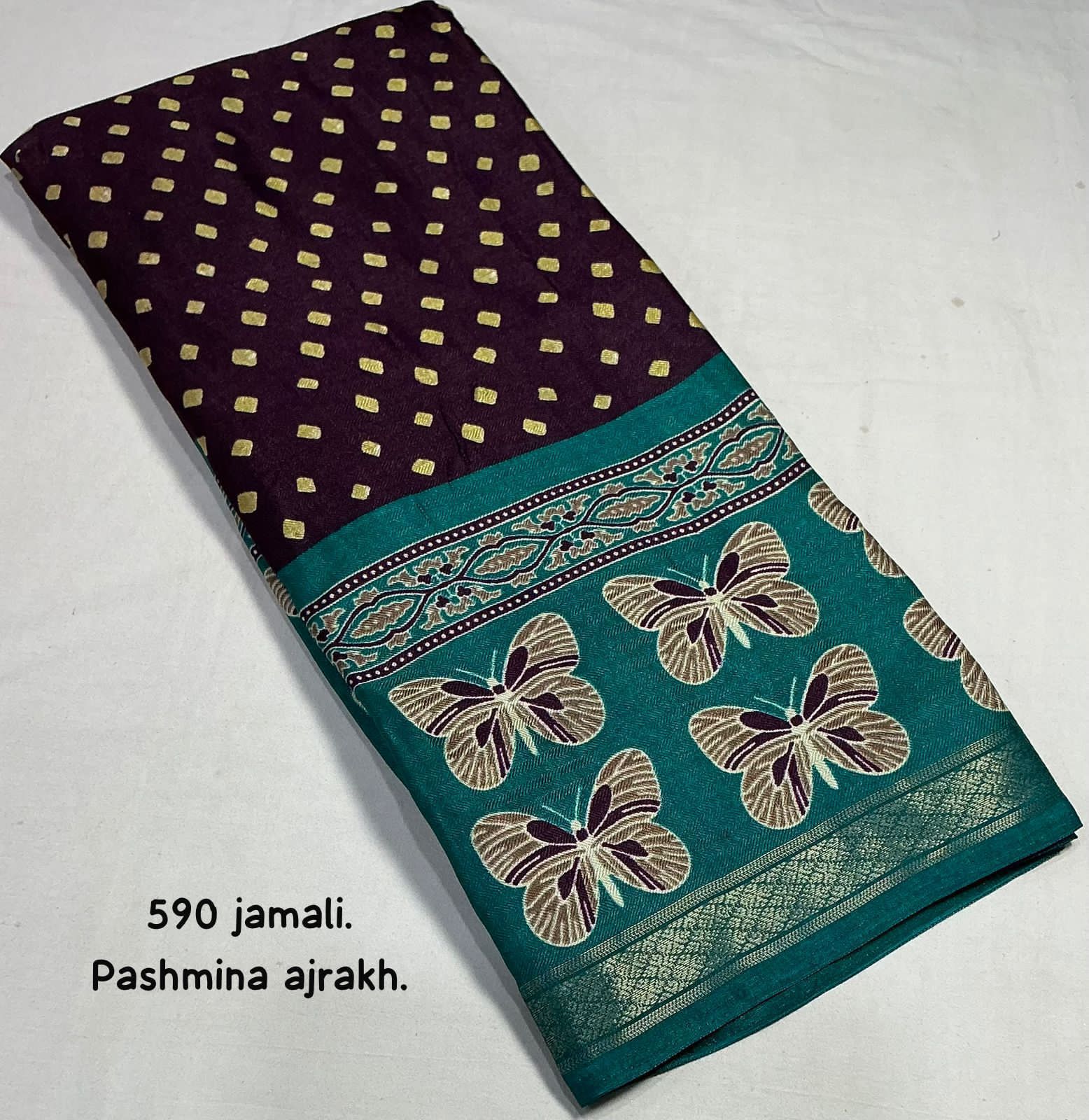 Cotton Crape Pashmina Saree – Jamal Ajrakh Design | Soft Cotton Crape with Zari Pattu Border & Running Printed Blouse | Best Seller