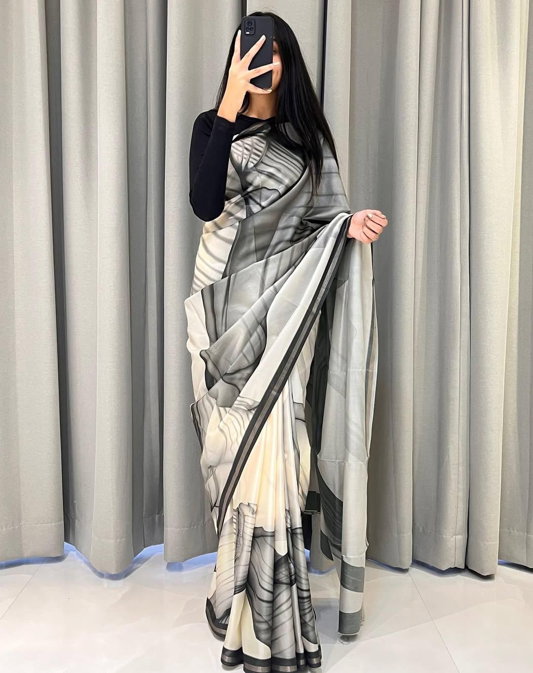 Maahika Premium Cotton Silk Saree with Sketched Design & Running Blouse