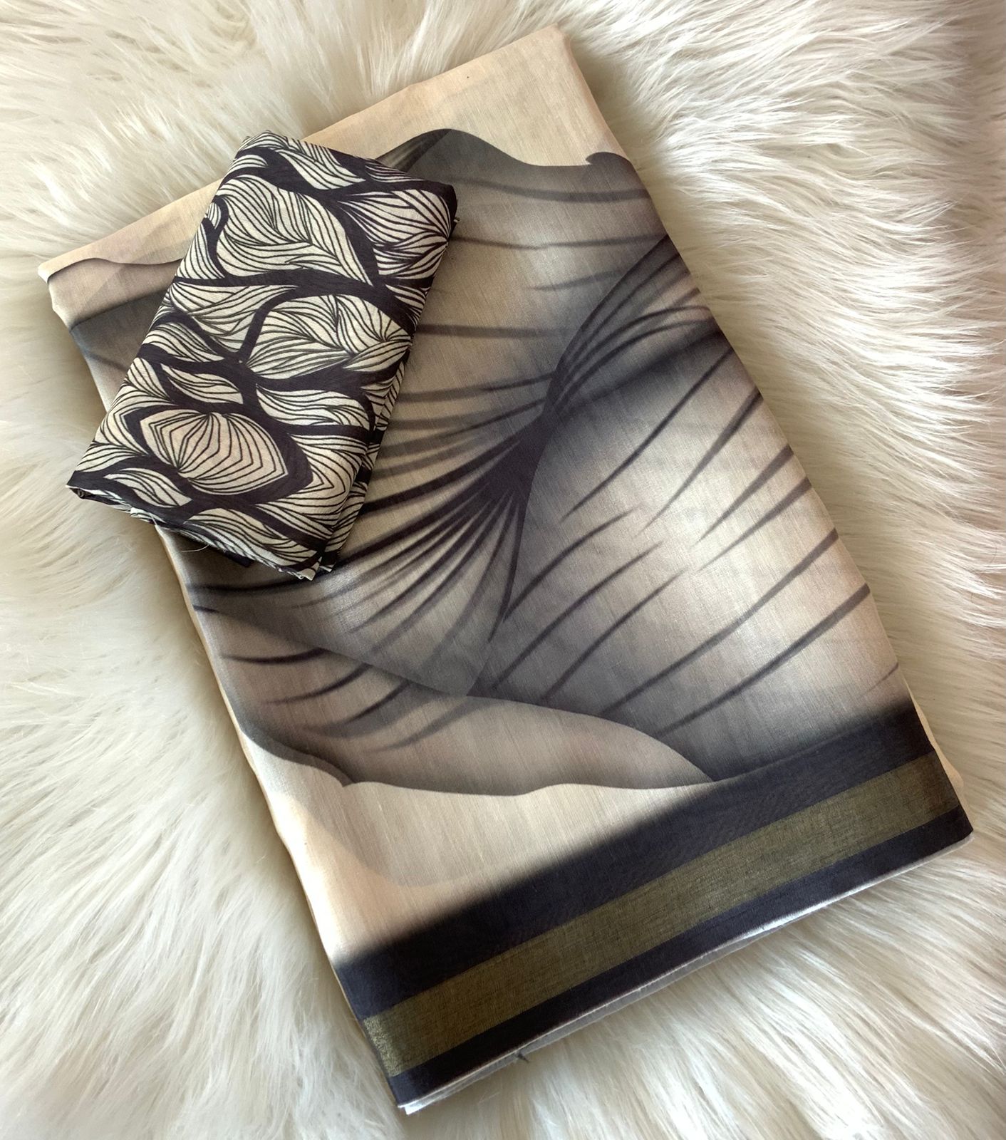 Maahika Premium Cotton Silk Saree with Sketched Design & Running Blouse