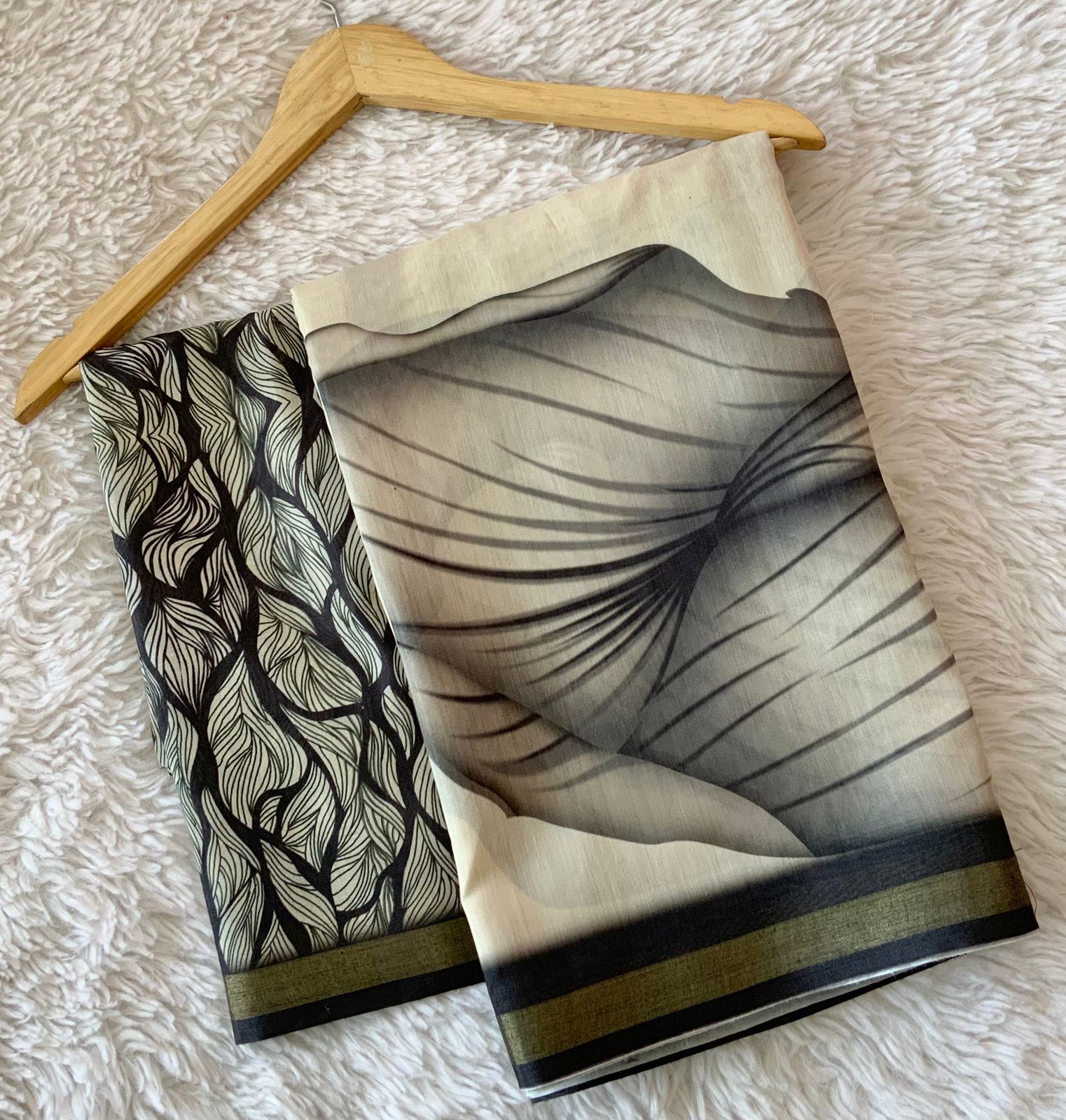 Maahika Premium Cotton Silk Saree with Sketched Design & Running Blouse