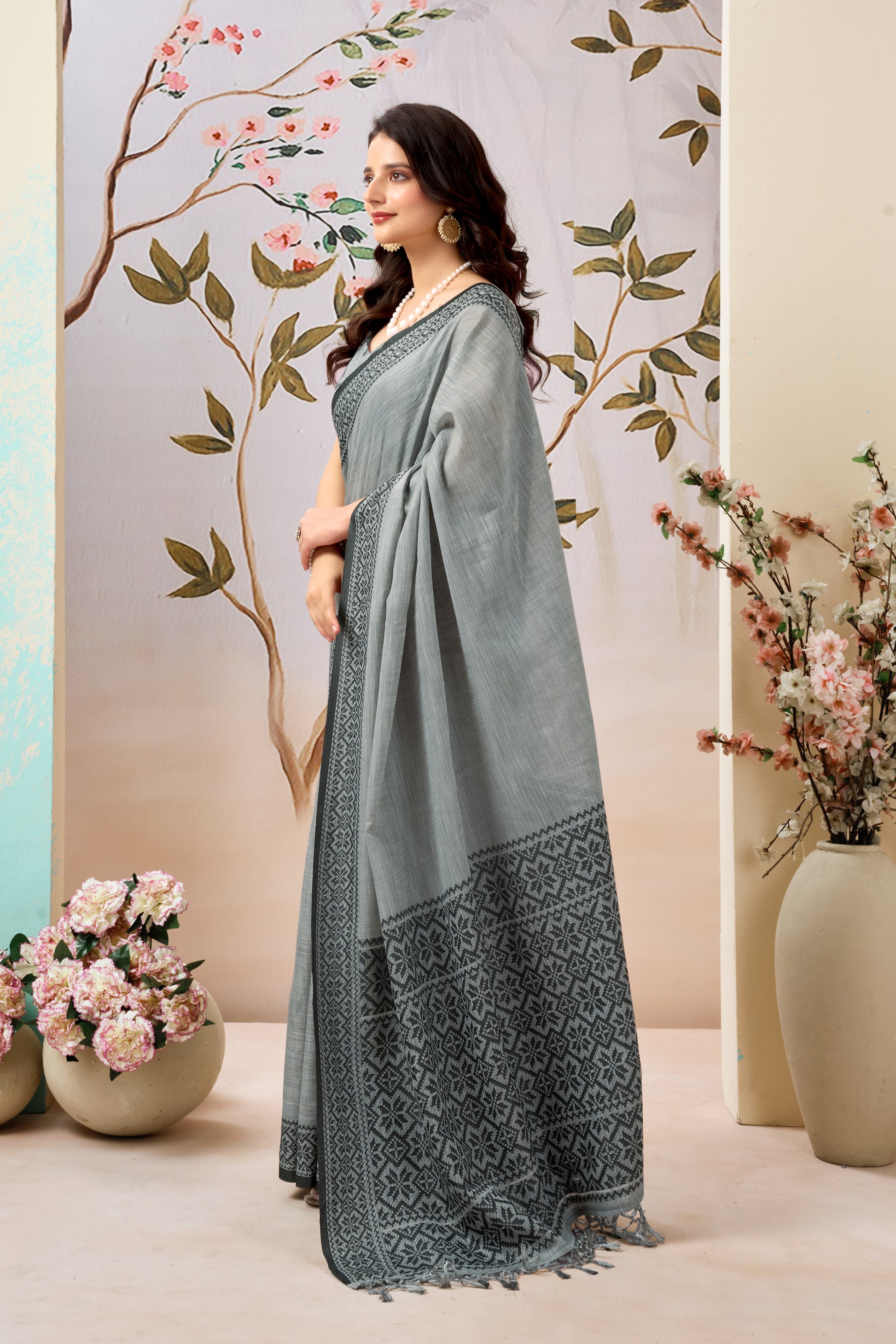 Pure Linen by Linen Handloom Saree
