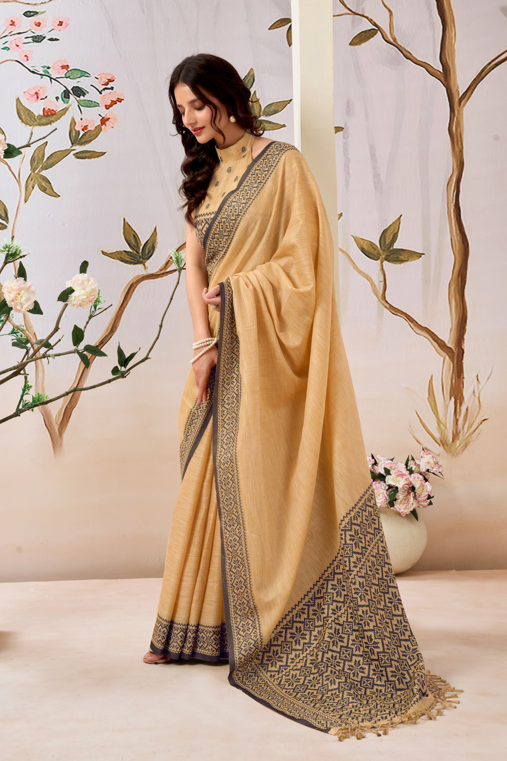 Pure Linen by Linen Handloom Saree