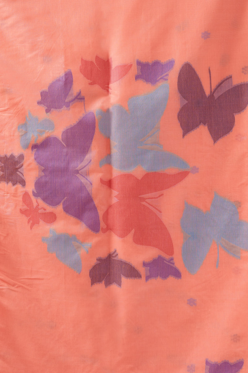 Pure Mul Cotton Handloom Saree with Butterfly Weave