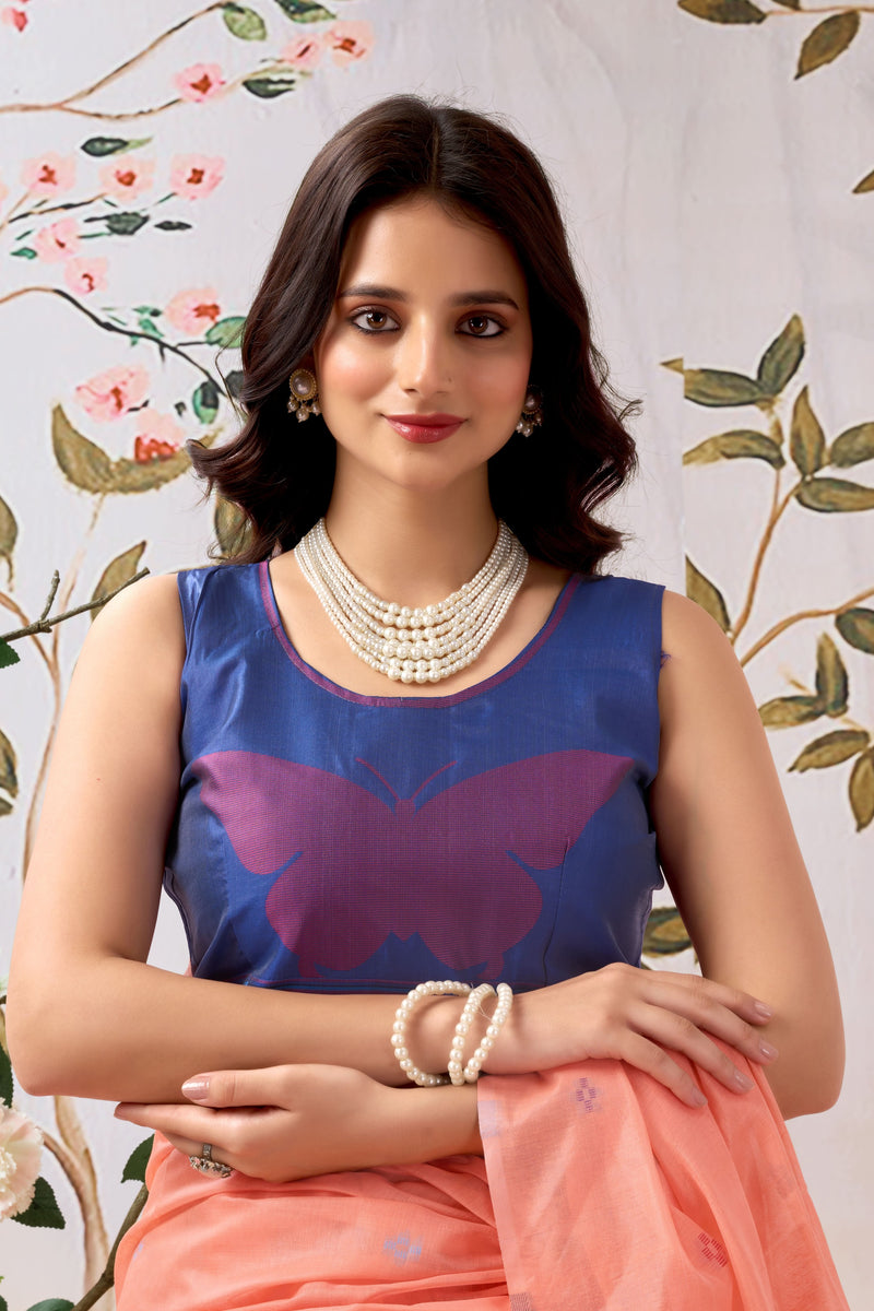 Pure Mul Cotton Handloom Saree with Butterfly Weave