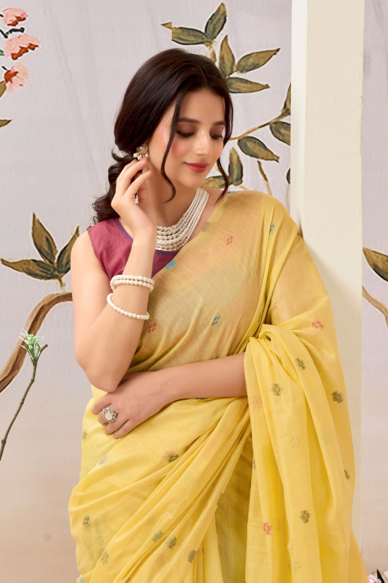 Pure Mul Cotton Handloom Saree with Butterfly Weave