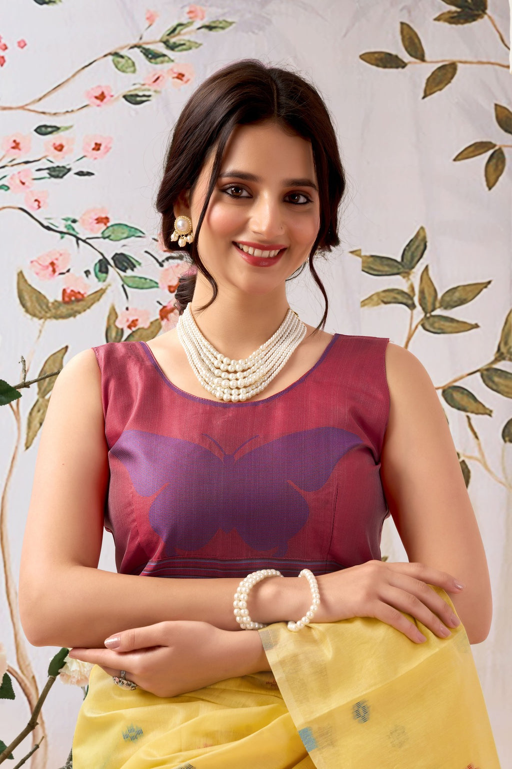 Pure Mul Cotton Handloom Saree with Butterfly Weave