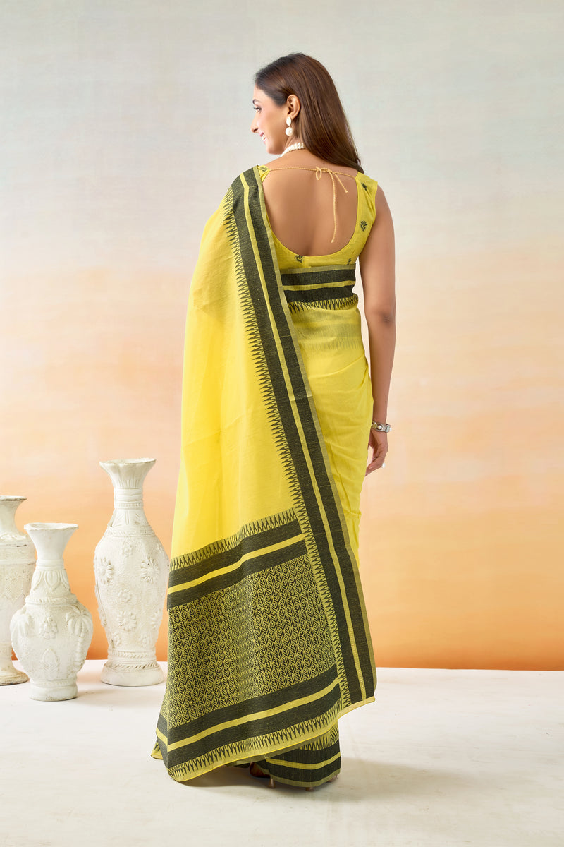 Pure Spun Cotton Hand loom Style Saree