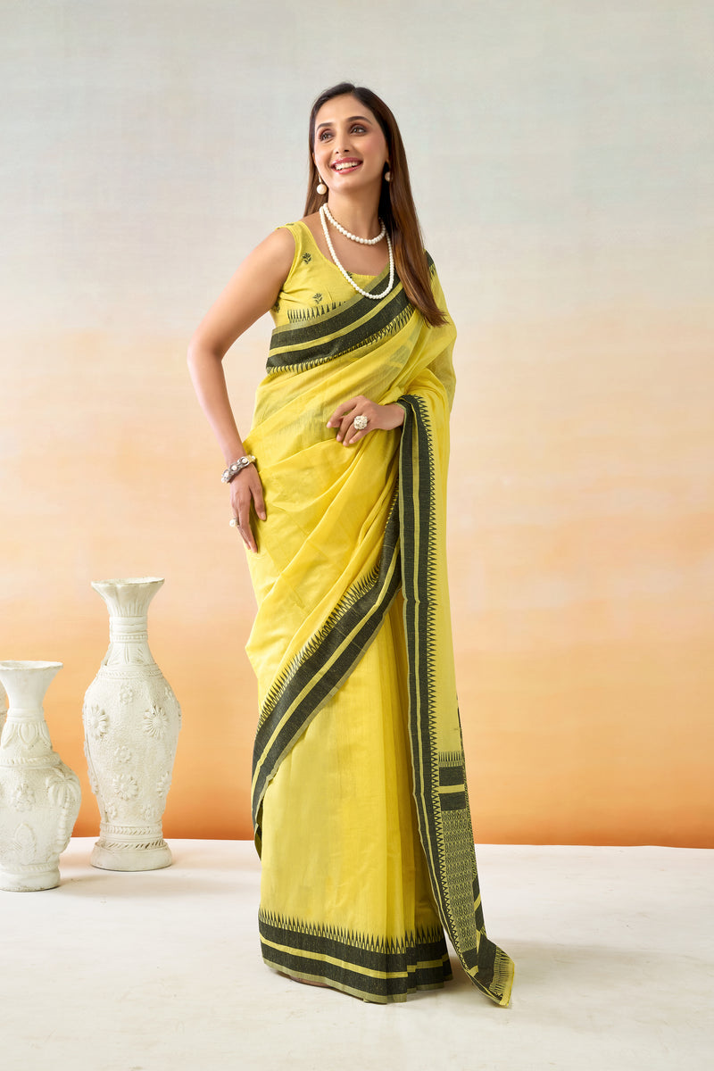 Pure Spun Cotton Hand loom Style Saree