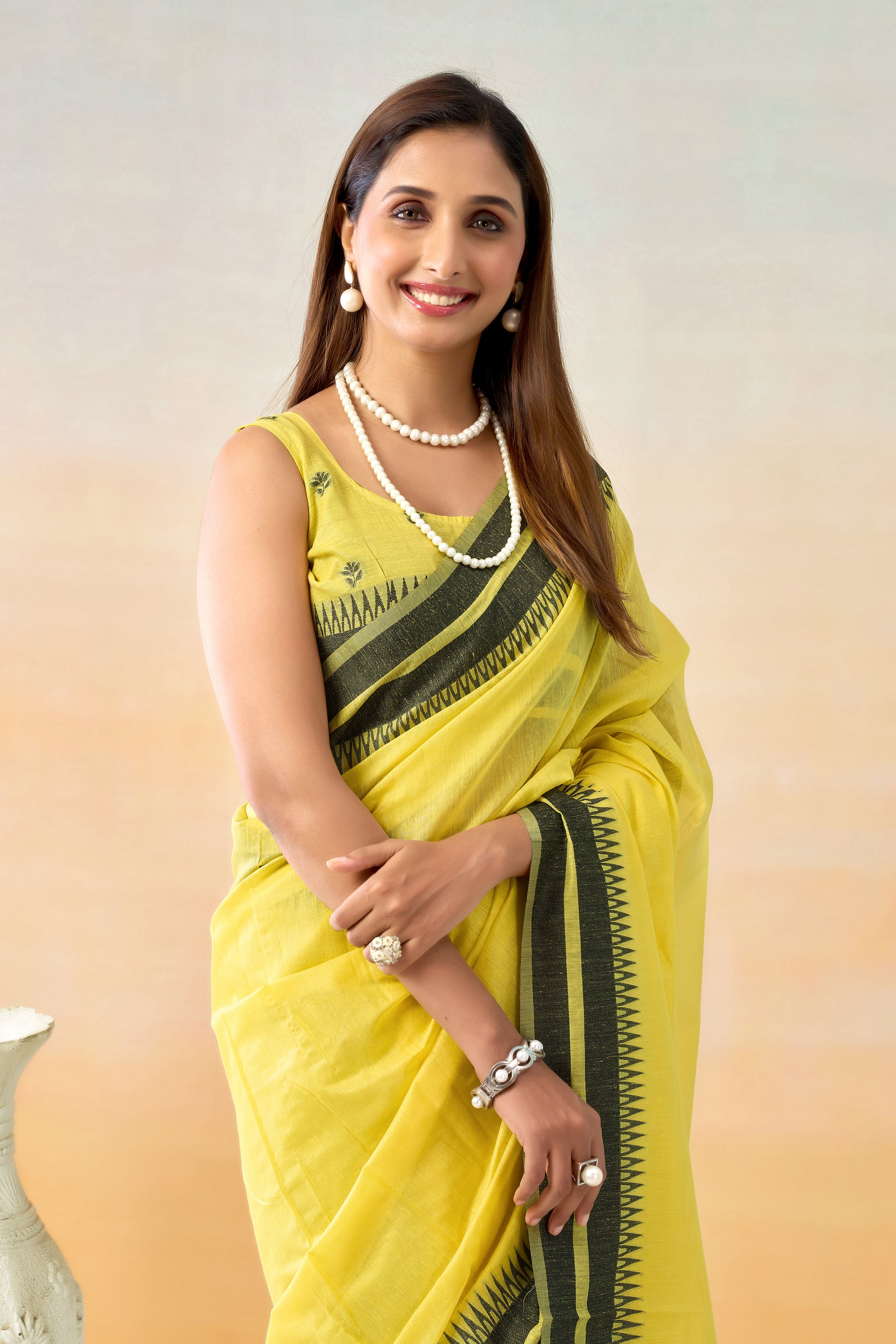 Pure Spun Cotton Hand loom Style Saree