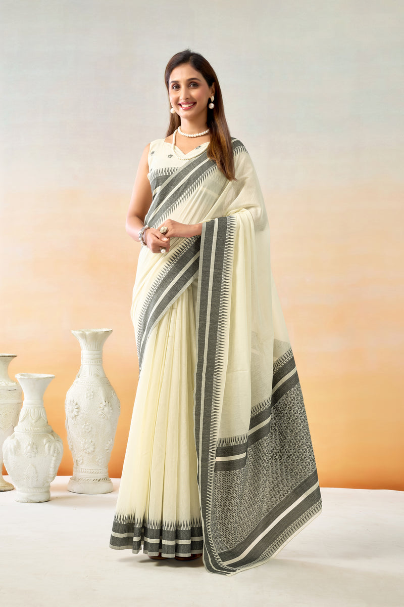 Pure Spun Cotton Hand loom Style Saree