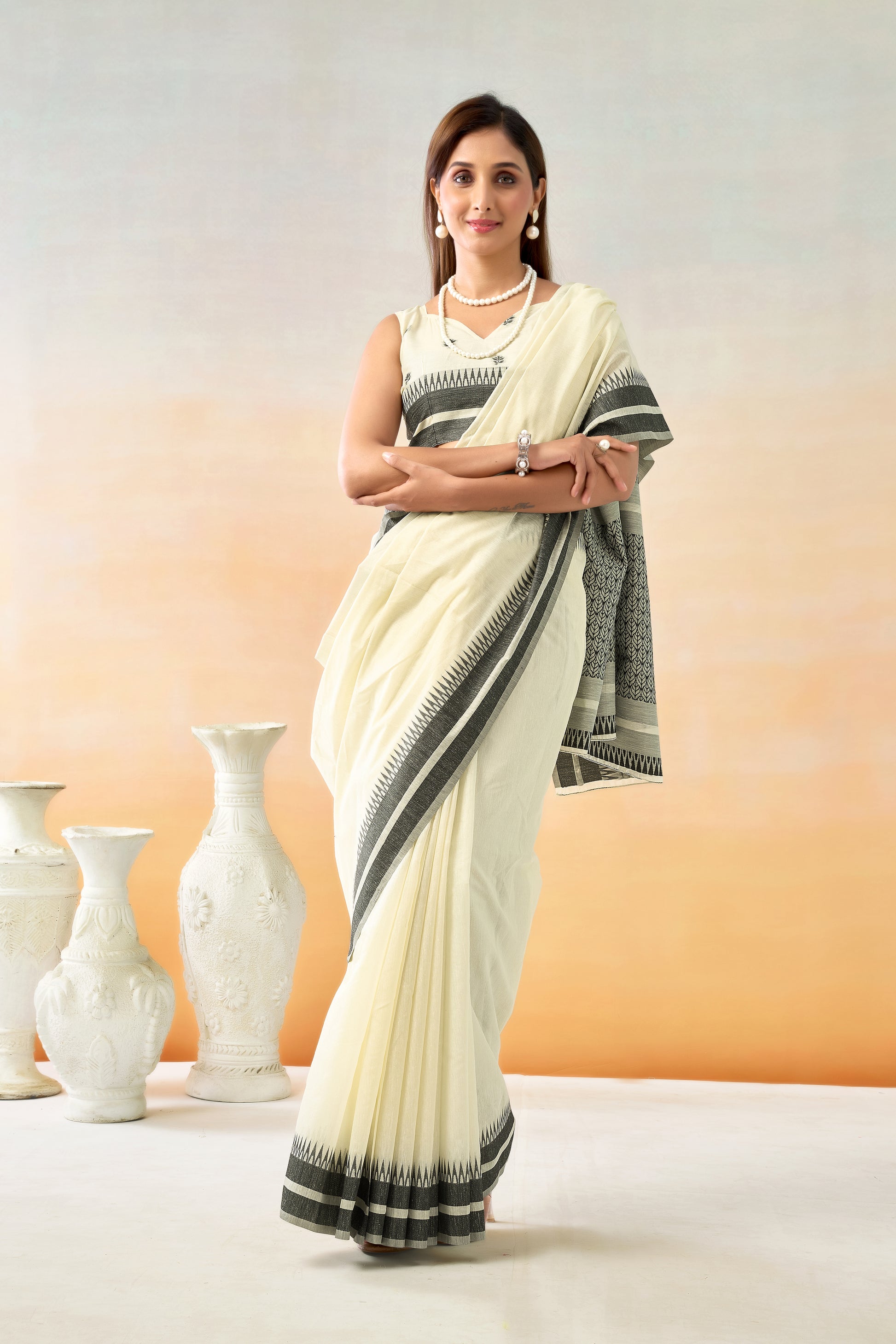 Pure Spun Cotton Hand loom Style Saree