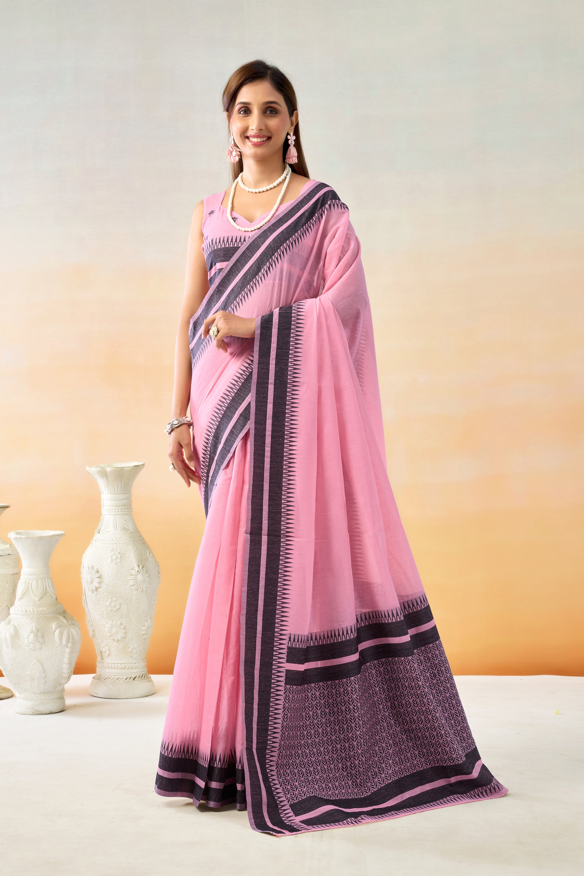Pure Spun Cotton Hand loom Style Saree