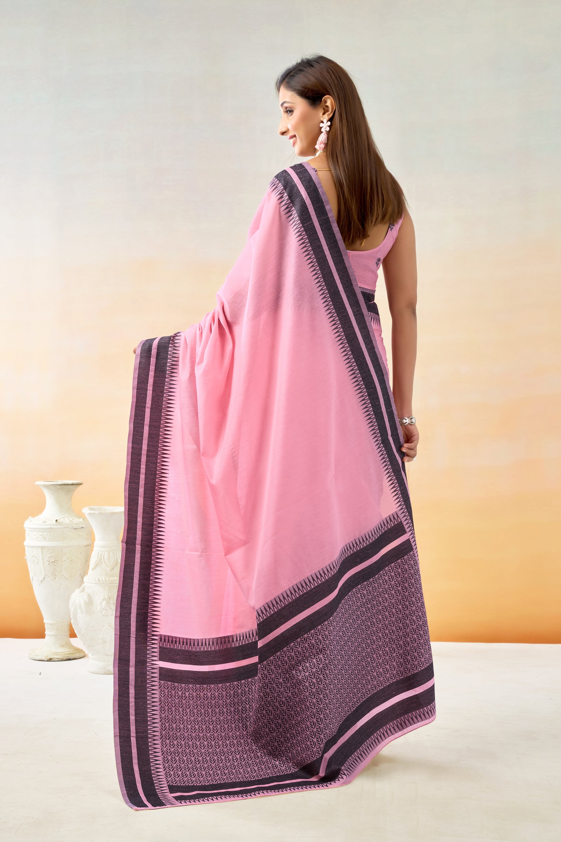 Pure Spun Cotton Hand loom Style Saree