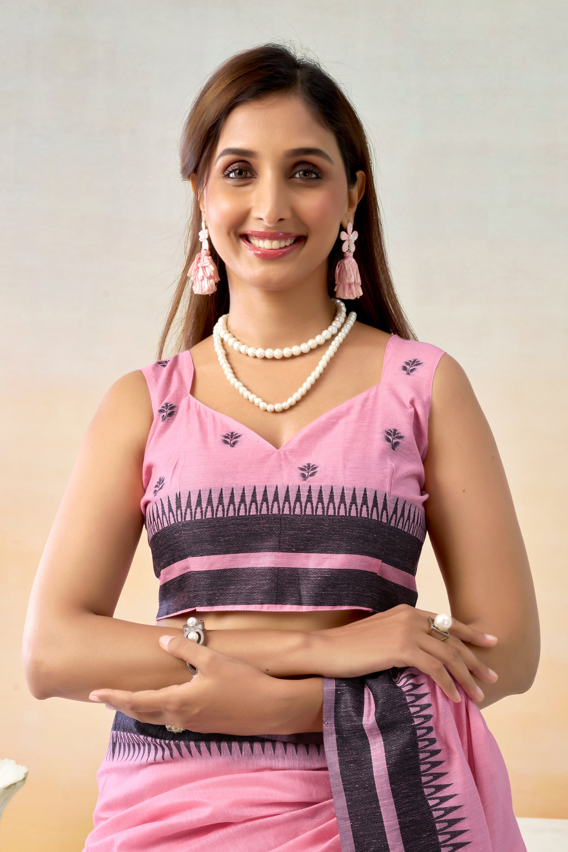 Pure Spun Cotton Hand loom Style Saree