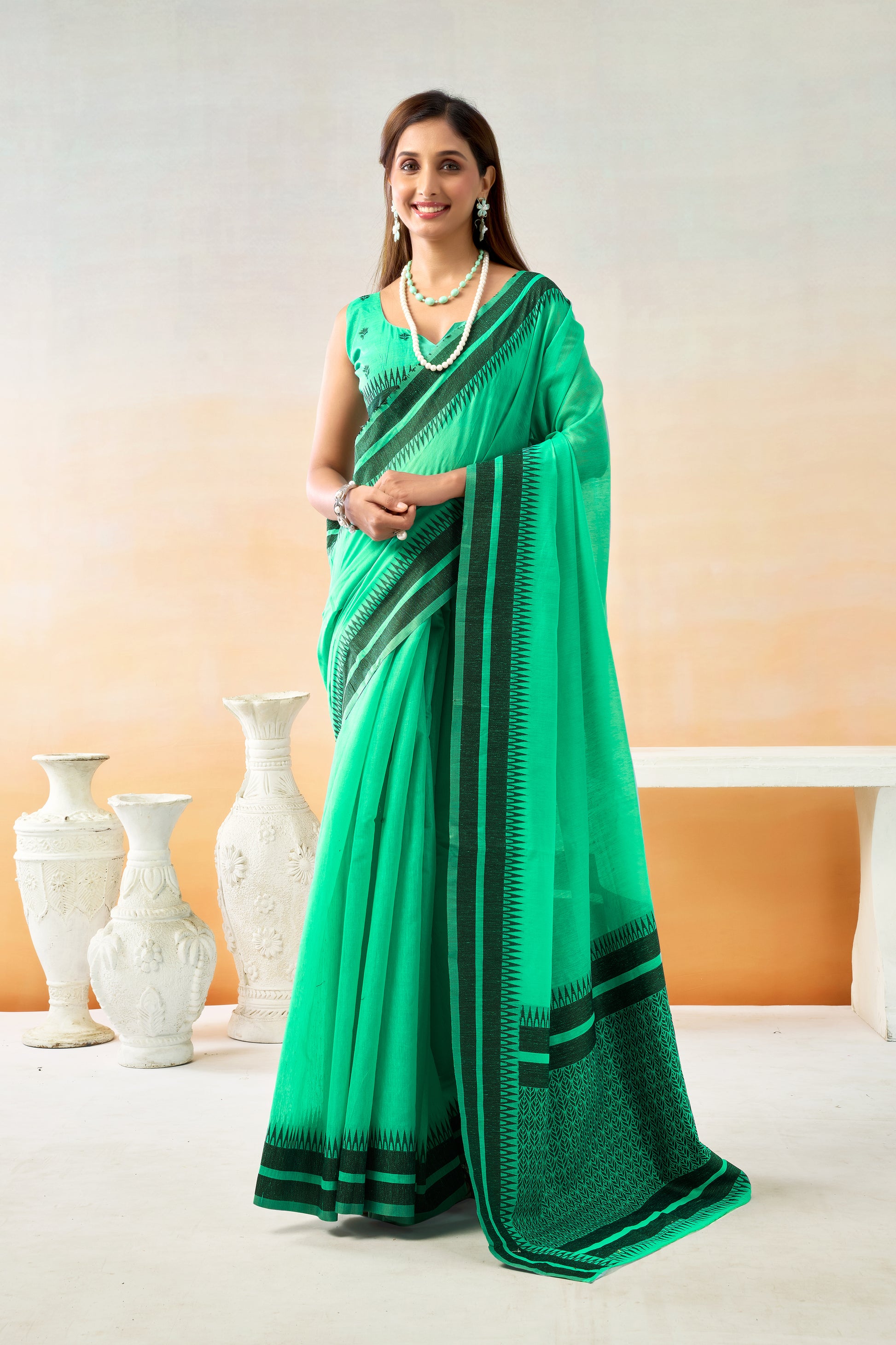 Pure Spun Cotton Hand loom Style Saree