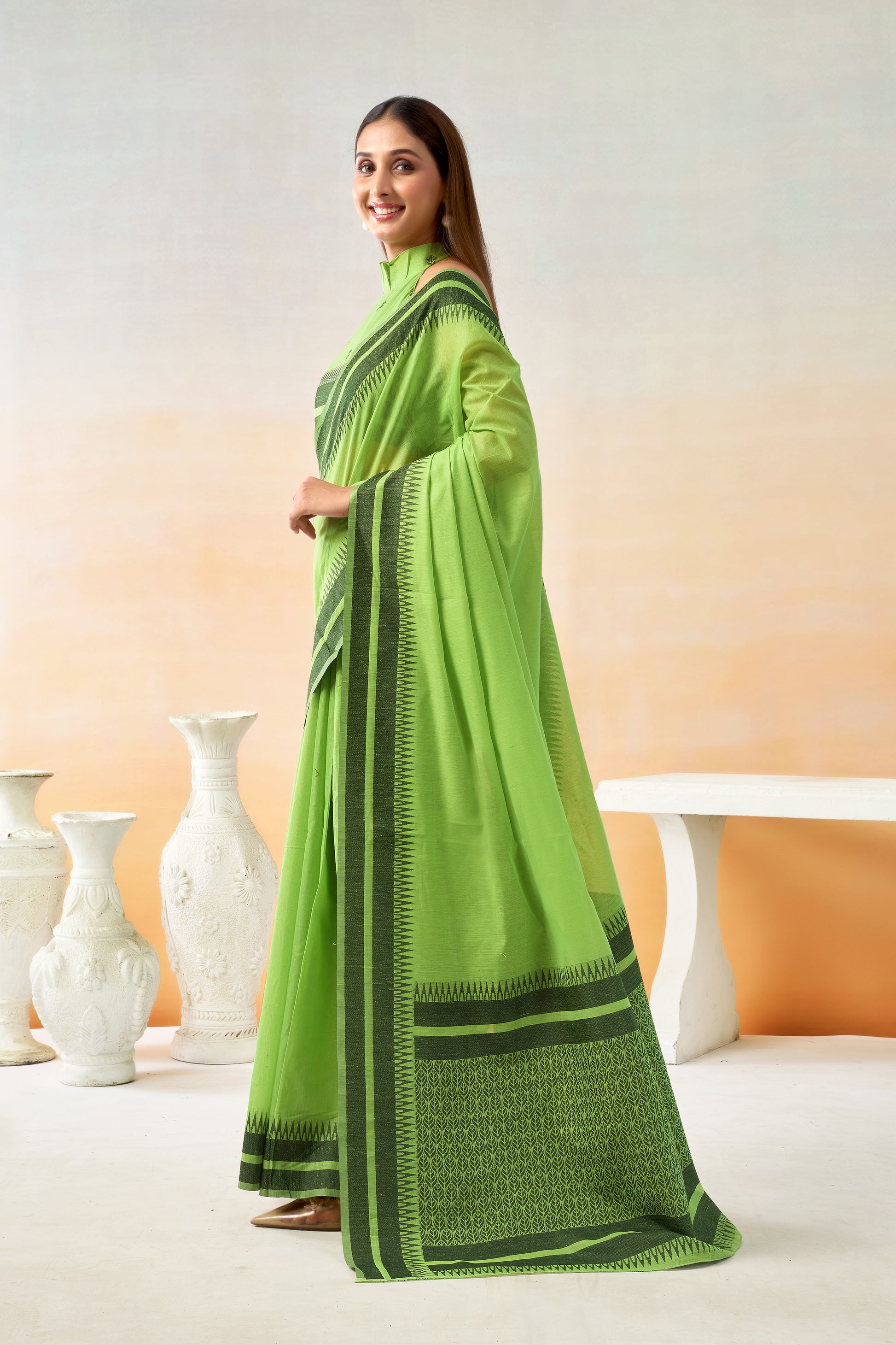 Pure Spun Cotton Hand loom Style Saree