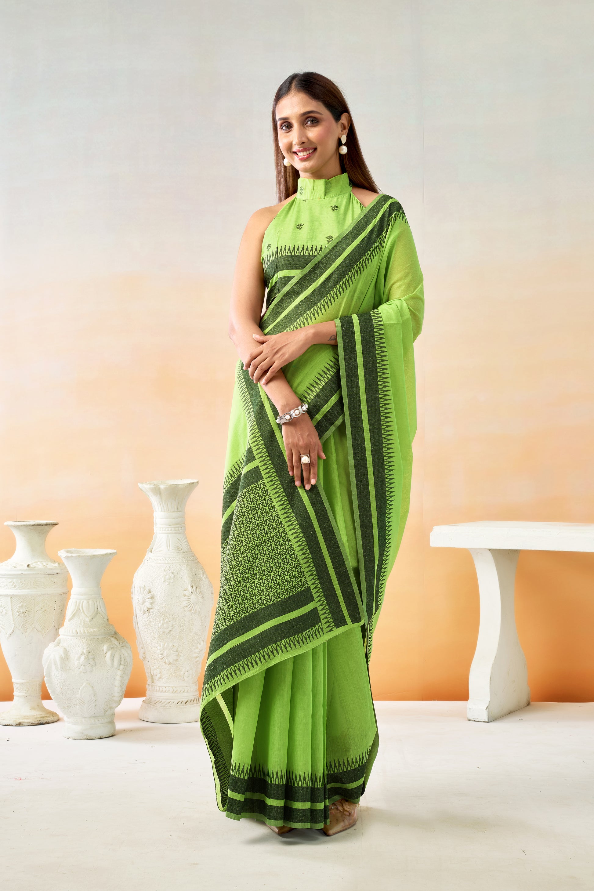 Pure Spun Cotton Hand loom Style Saree