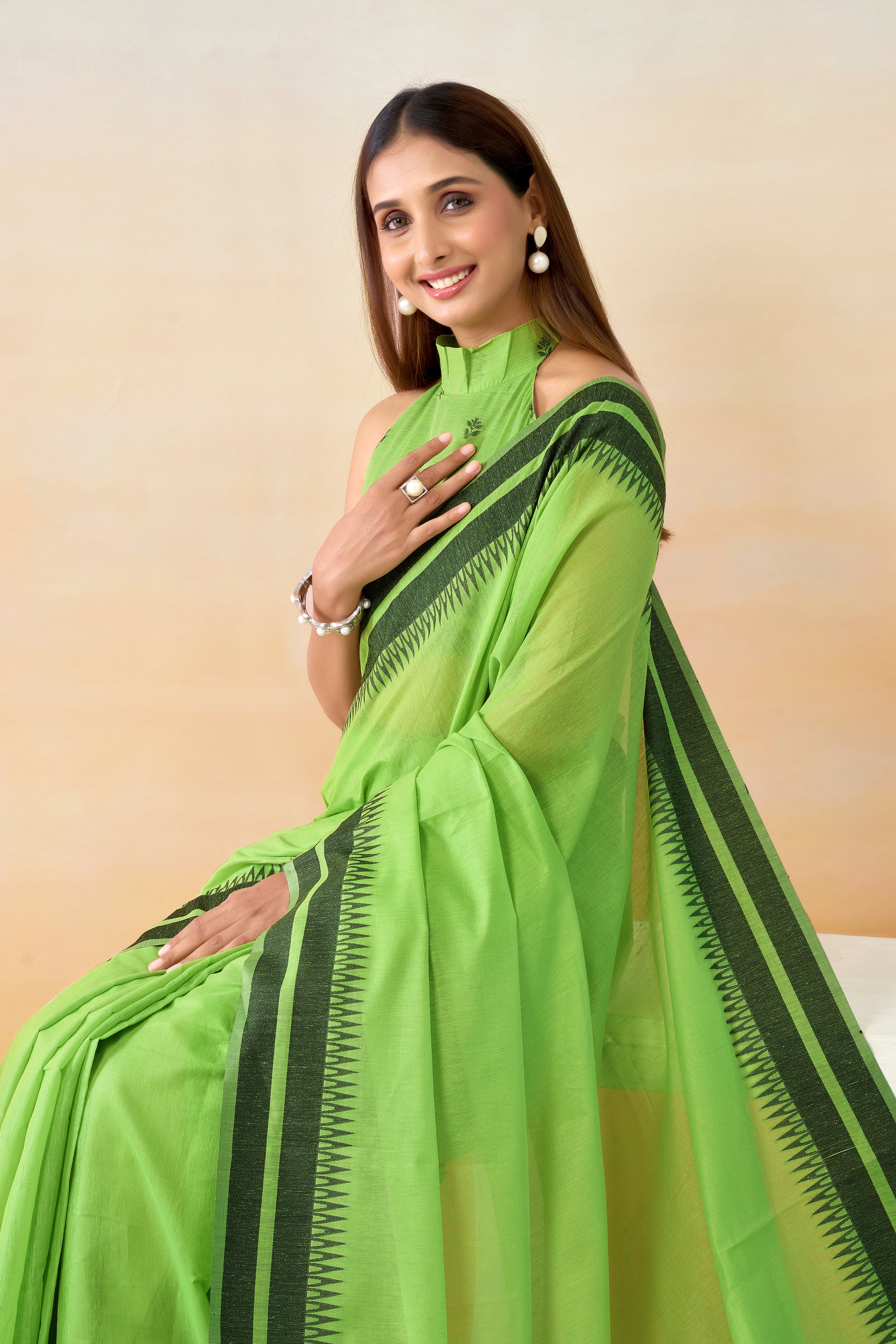 Pure Spun Cotton Hand loom Style Saree