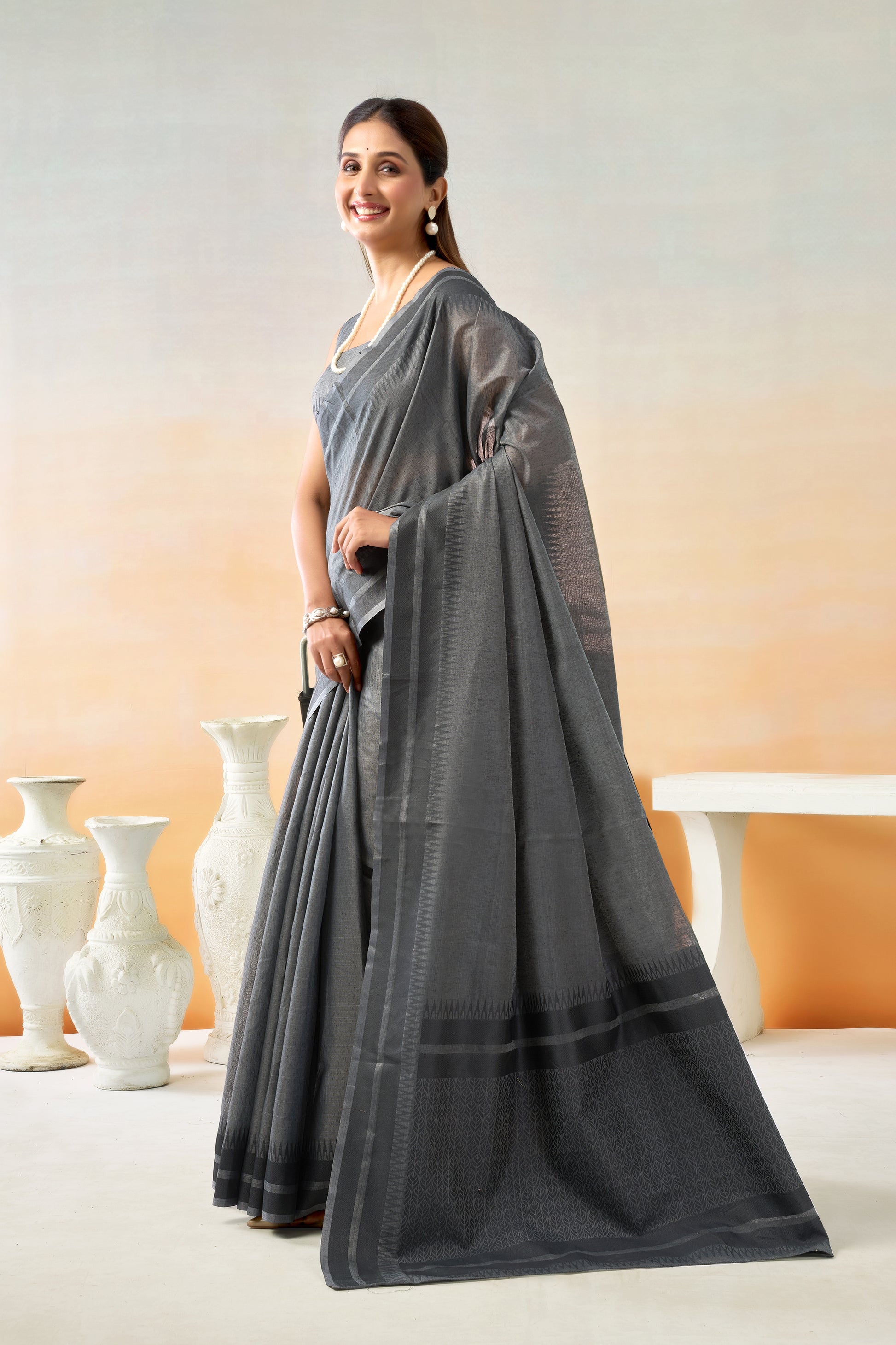 Pure Spun Cotton Hand loom Style Saree