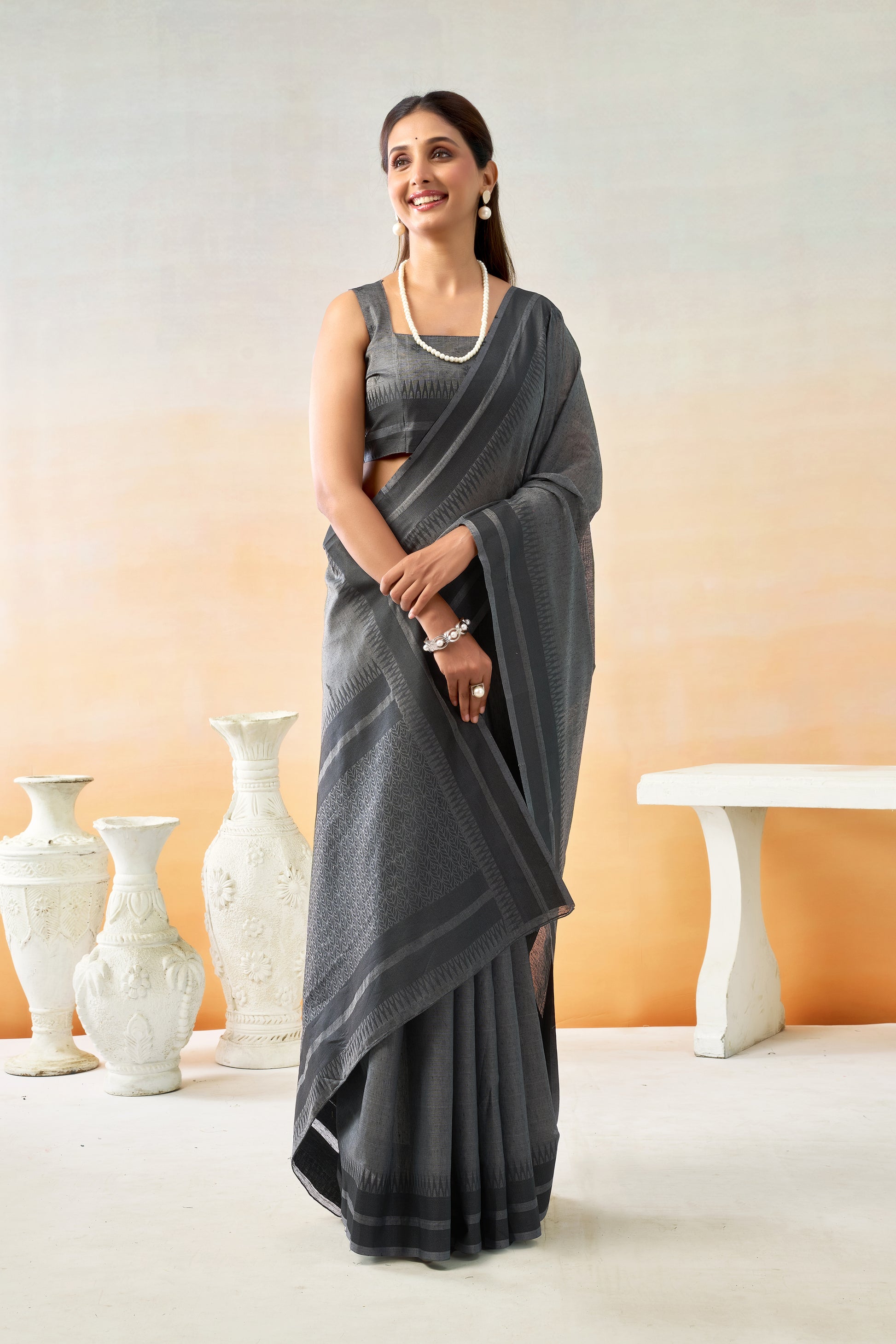 Pure Spun Cotton Hand loom Style Saree