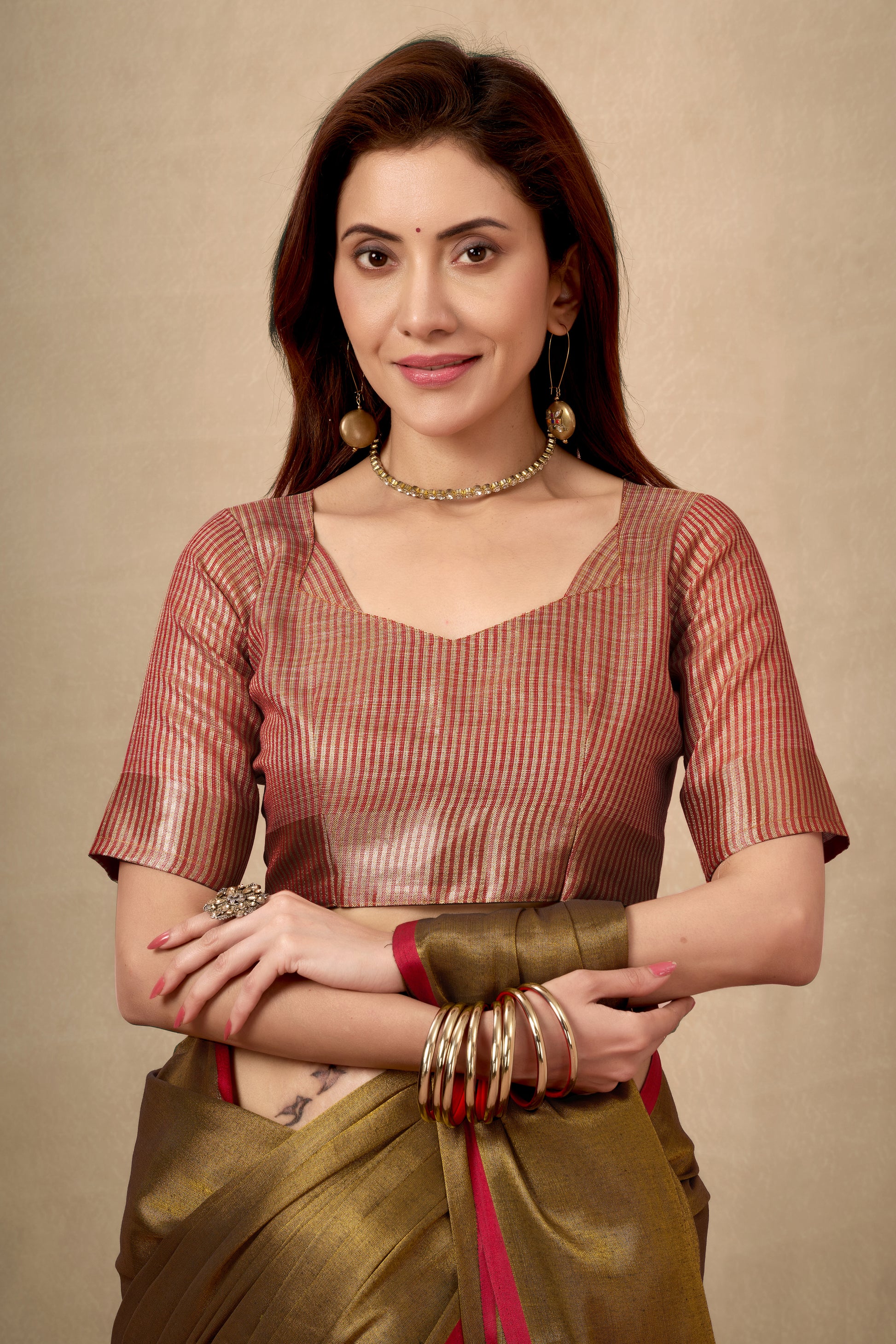 Pure Tissue Silk Saree with Contrast Weave Pallu & Border