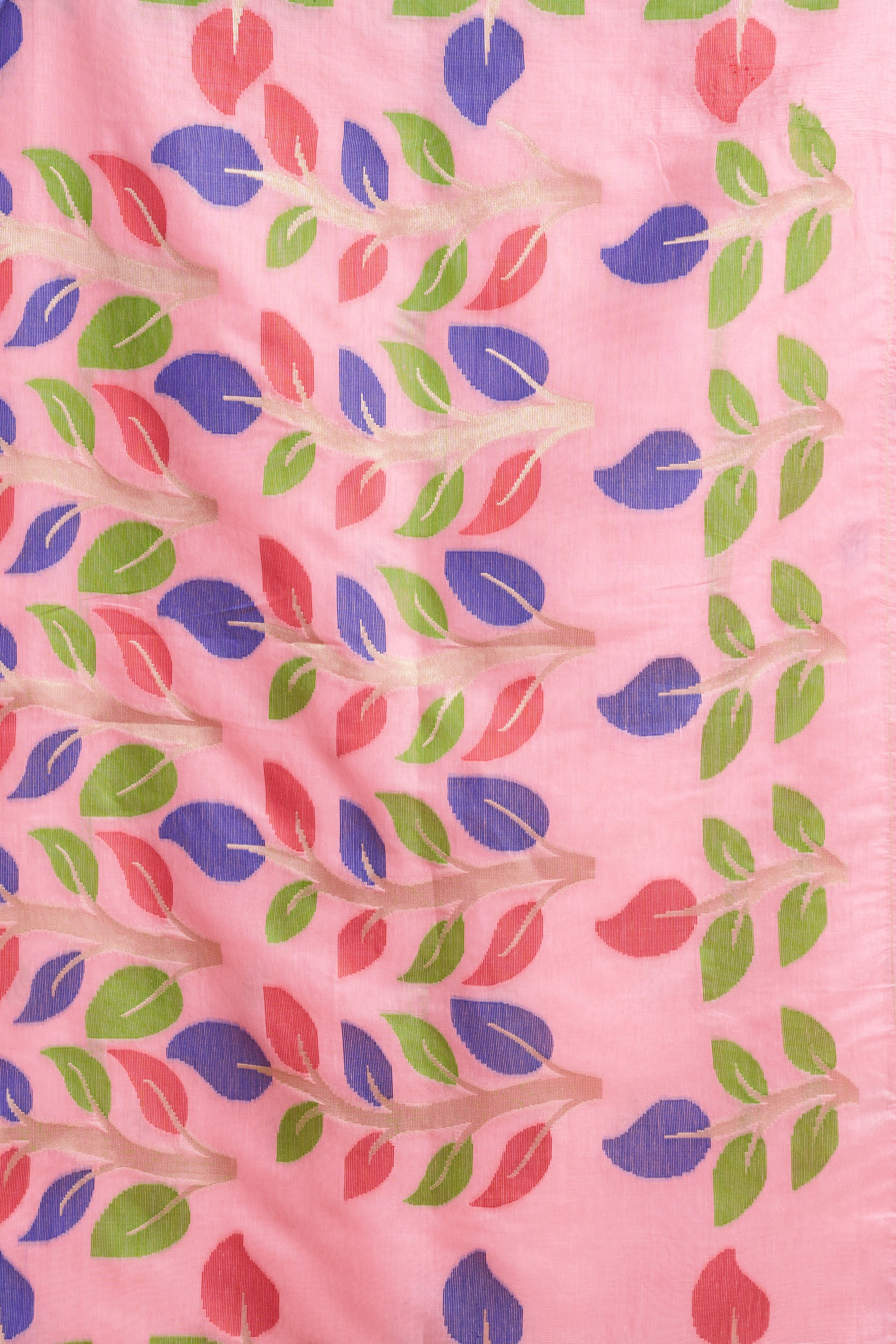 Pure Cotton Spun Floral Jamdani Weave Saree