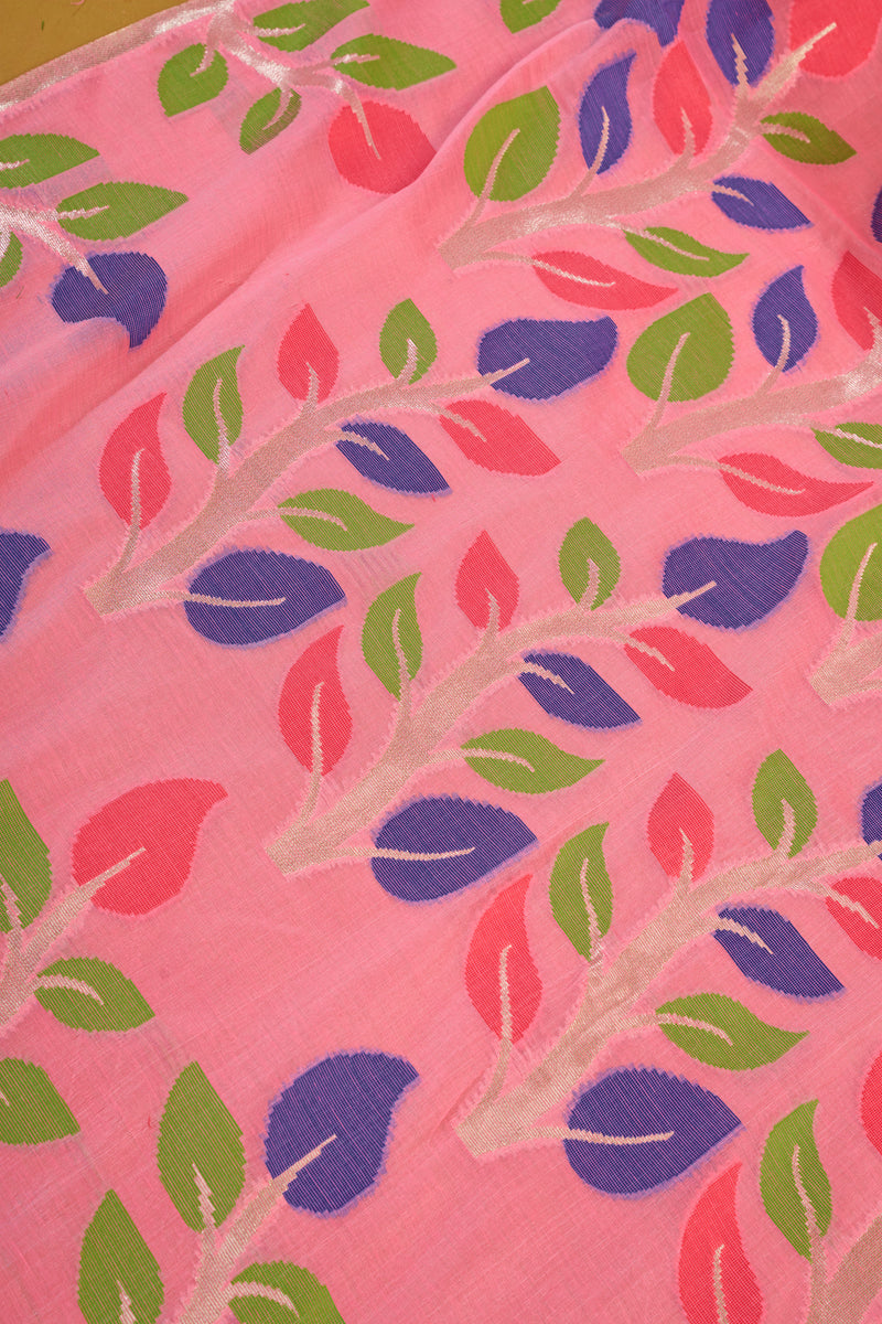 Pure Cotton Spun Floral Jamdani Weave Saree