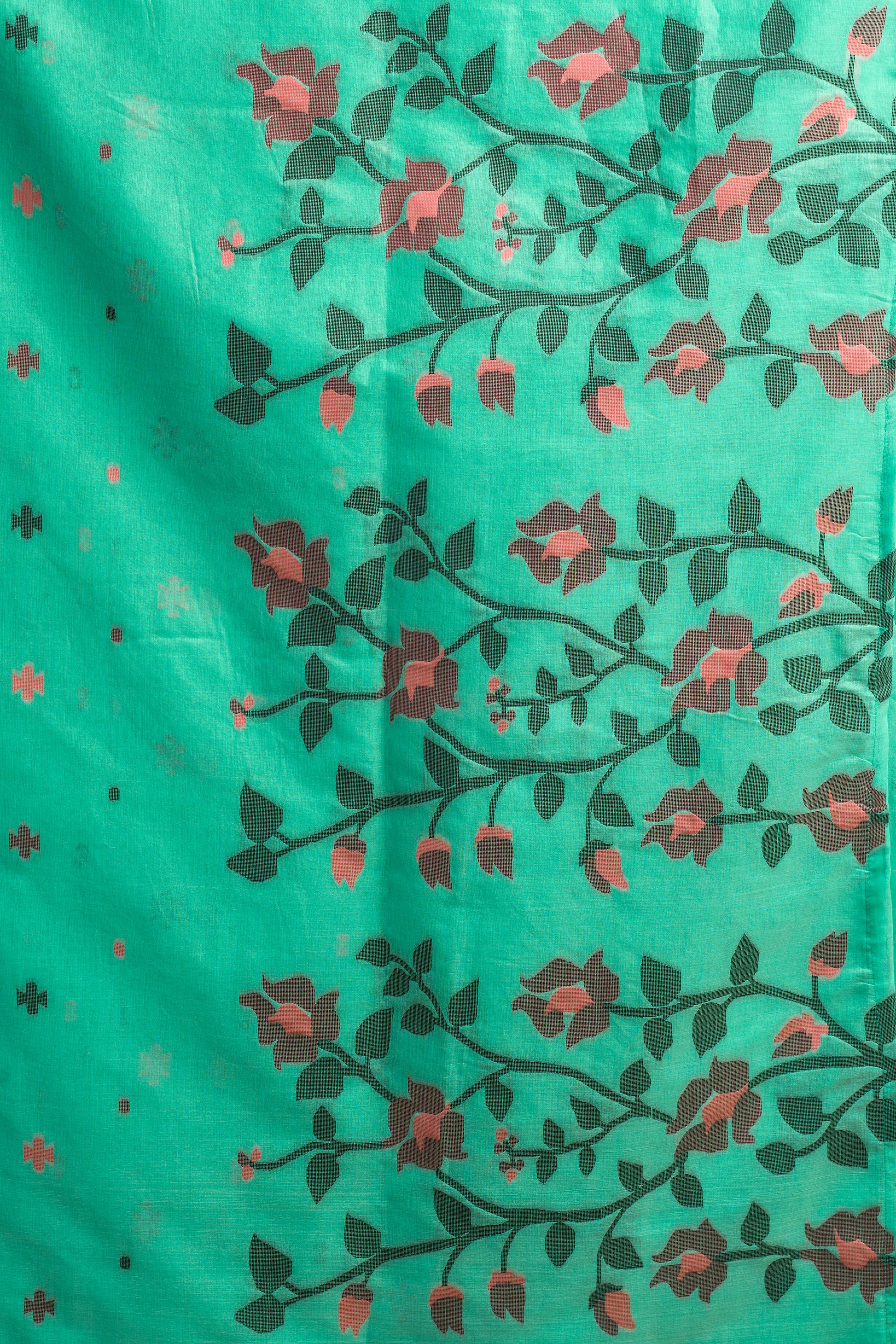 Pure Cotton Spun Floral Jamdani Saree
