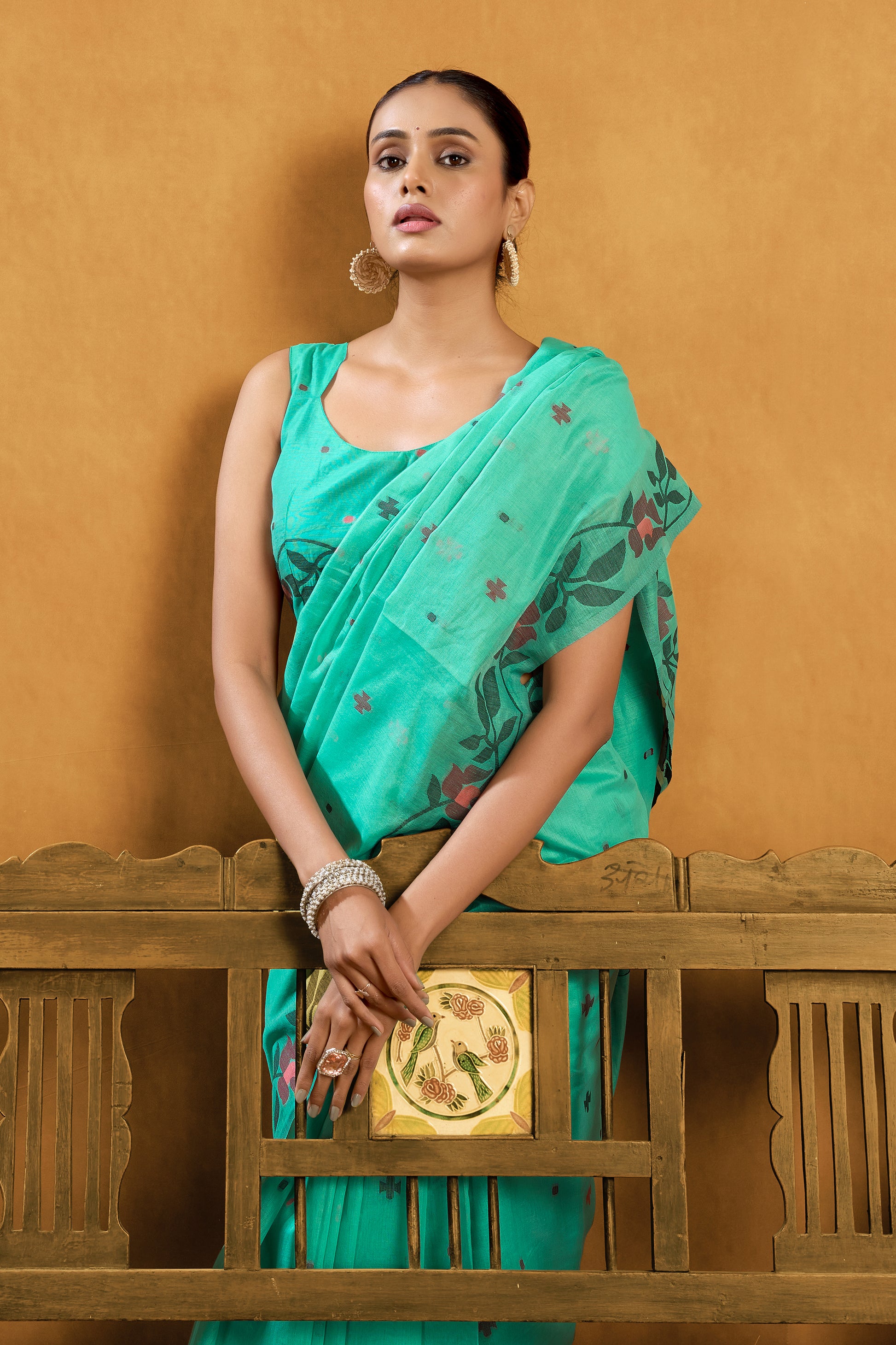 Pure Cotton Spun Floral Jamdani Saree