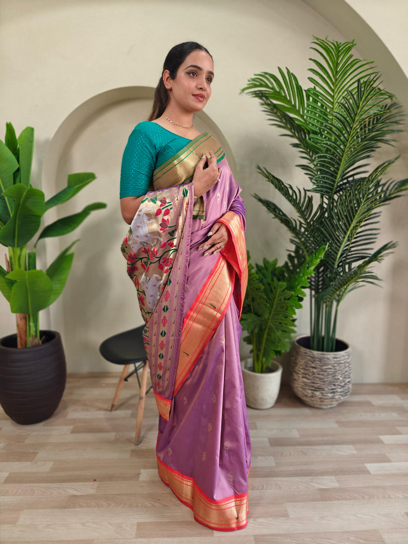 Pichwai x Paithani Silk Saree with Ganga Jamuna Border