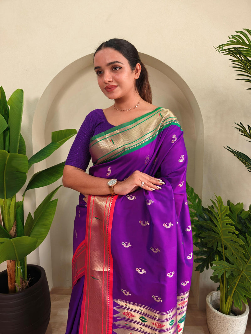 Pichwai x Paithani Silk Saree with Ganga Jamuna Border