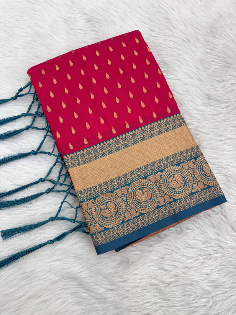 Handwoven Premium Paithani Saree with 1000 Butti & Contrast Pallu