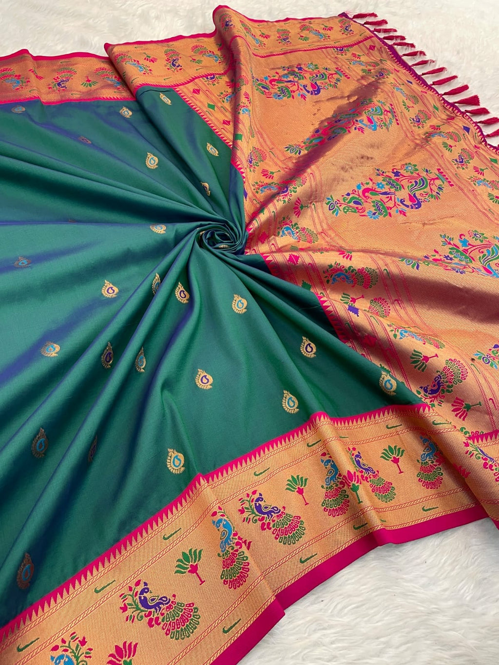 Paithani Soft Silk Saree with Meenakari Weave & Brocade Blouse