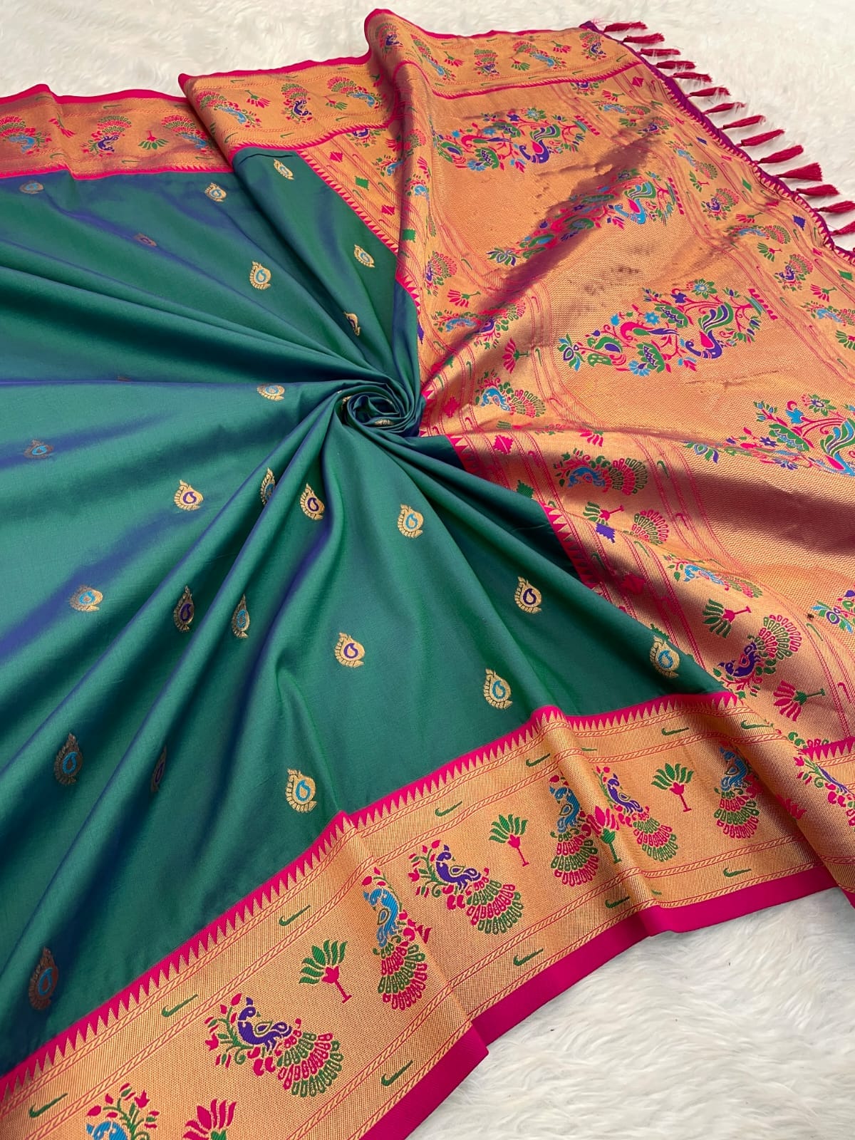 Gayatri Paithani Soft Silk Saree with Meenakari Weave & Brocade Blouse