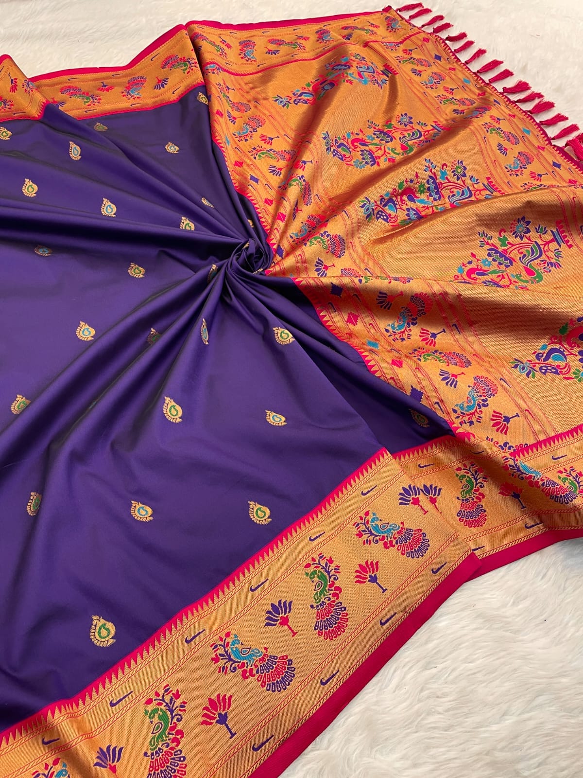 Gayatri Paithani Soft Silk Saree with Meenakari Weave & Brocade Blouse