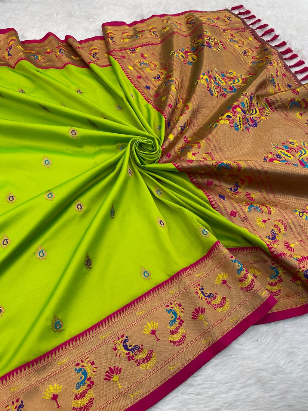 Paithani Soft Silk Saree with Meenakari Weave & Brocade Blouse