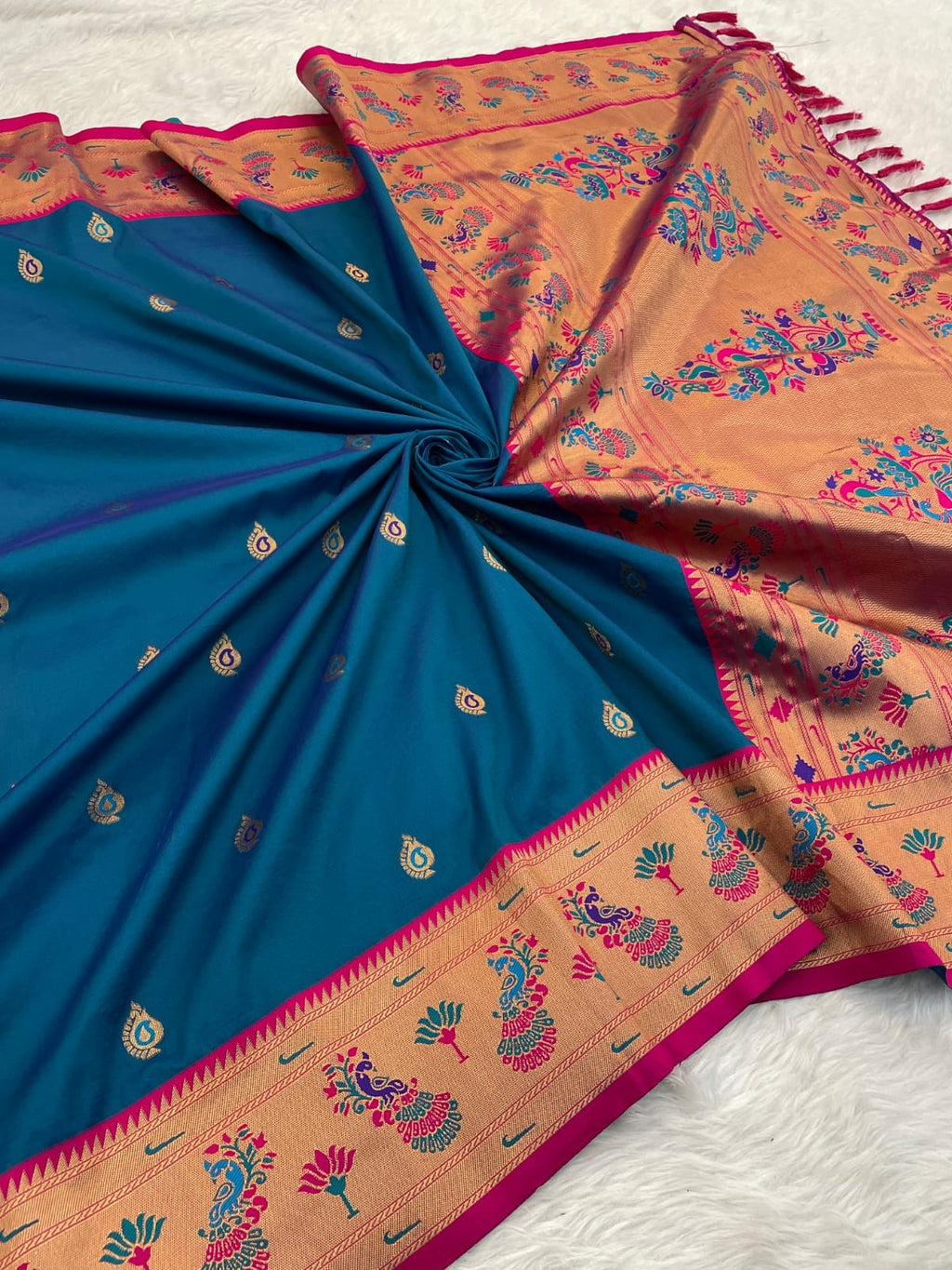 Paithani Soft Silk Saree with Meenakari Weave & Brocade Blouse