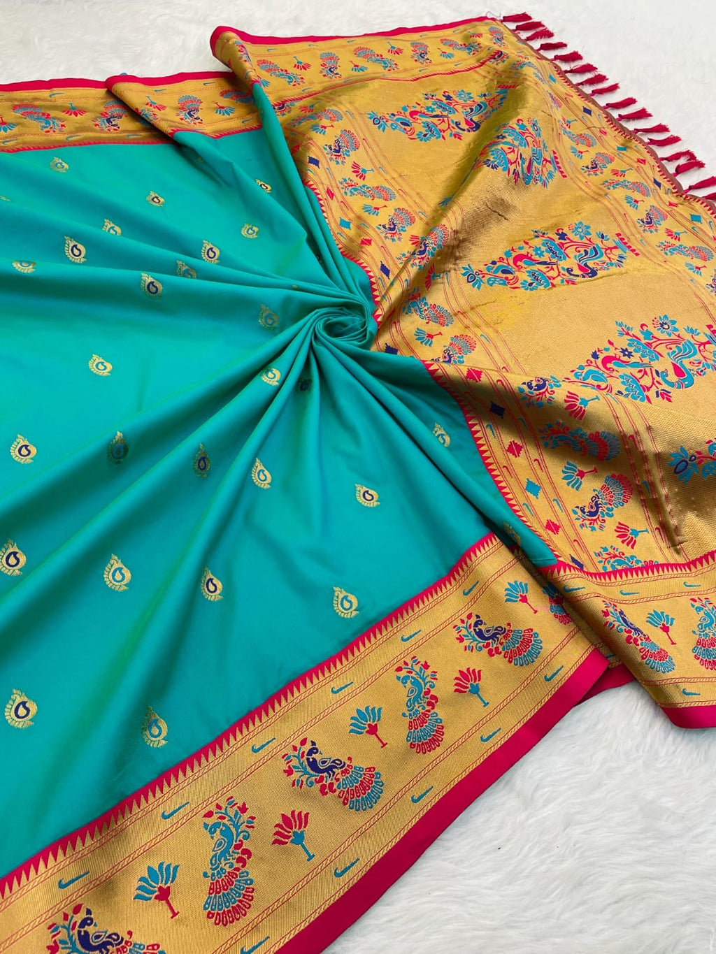 Paithani Soft Silk Saree with Meenakari Weave & Brocade Blouse