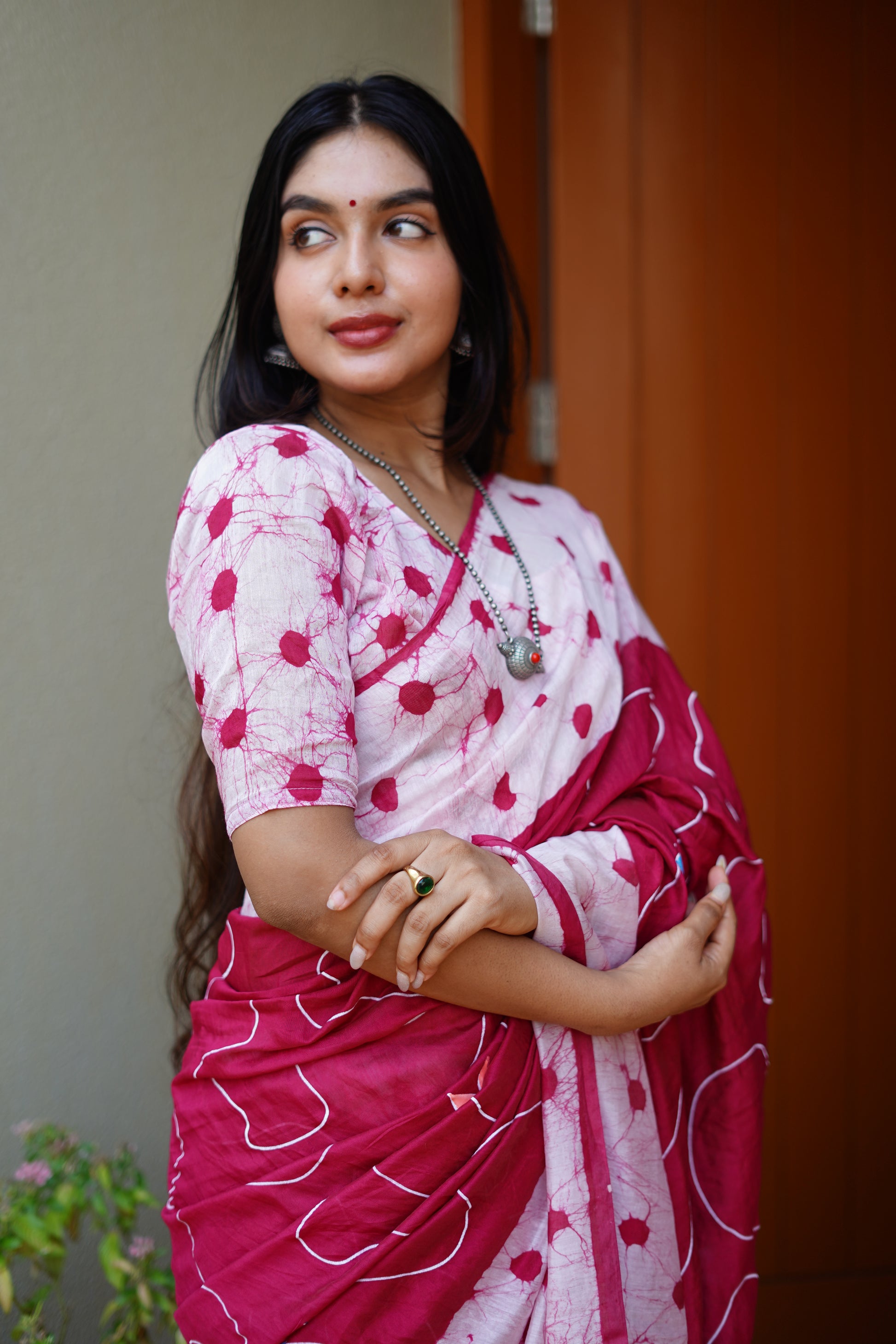 Hand Painted Pure Chanderi Cotton Saree with Batik Prints