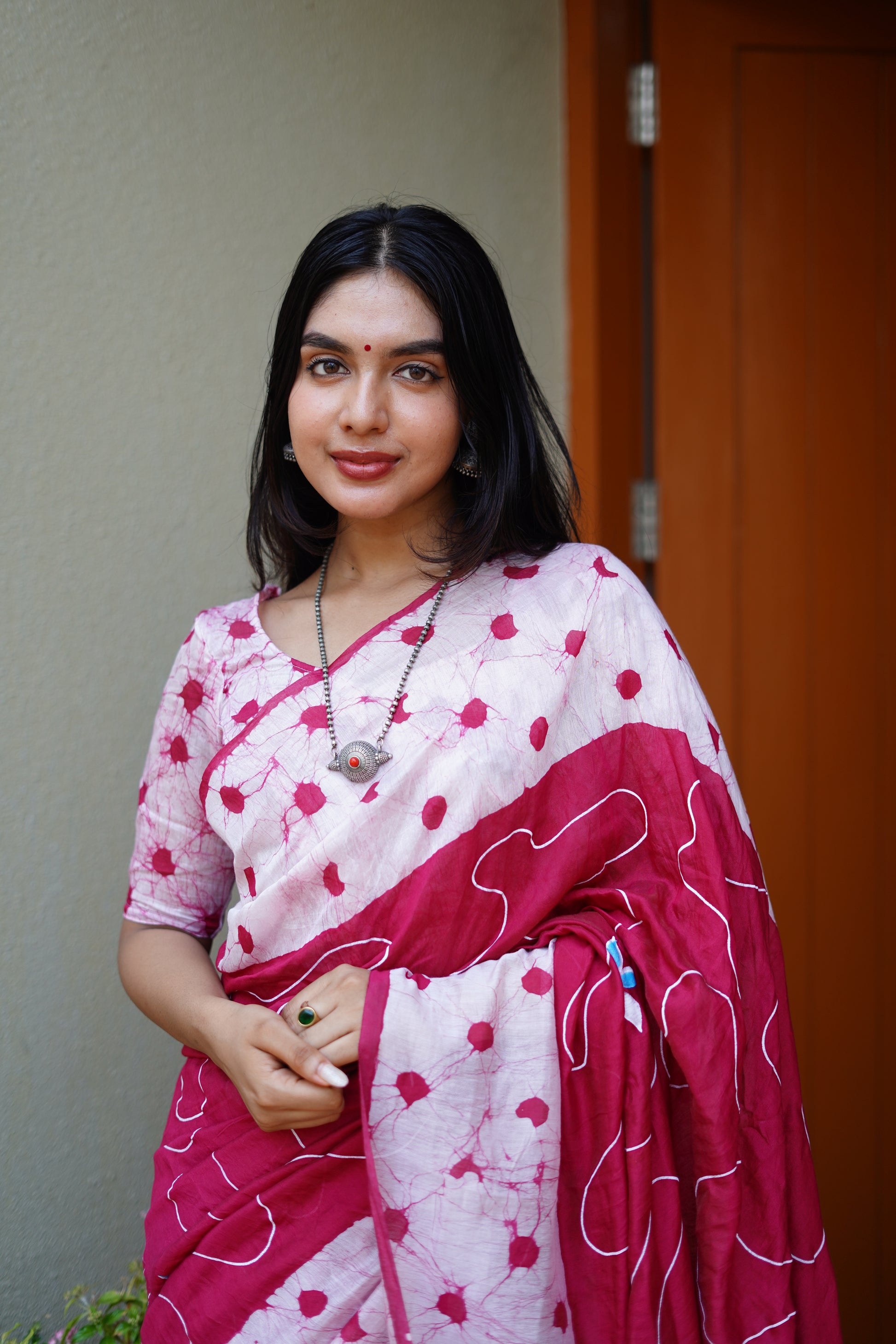 Hand Painted Pure Chanderi Cotton Saree with Batik Prints