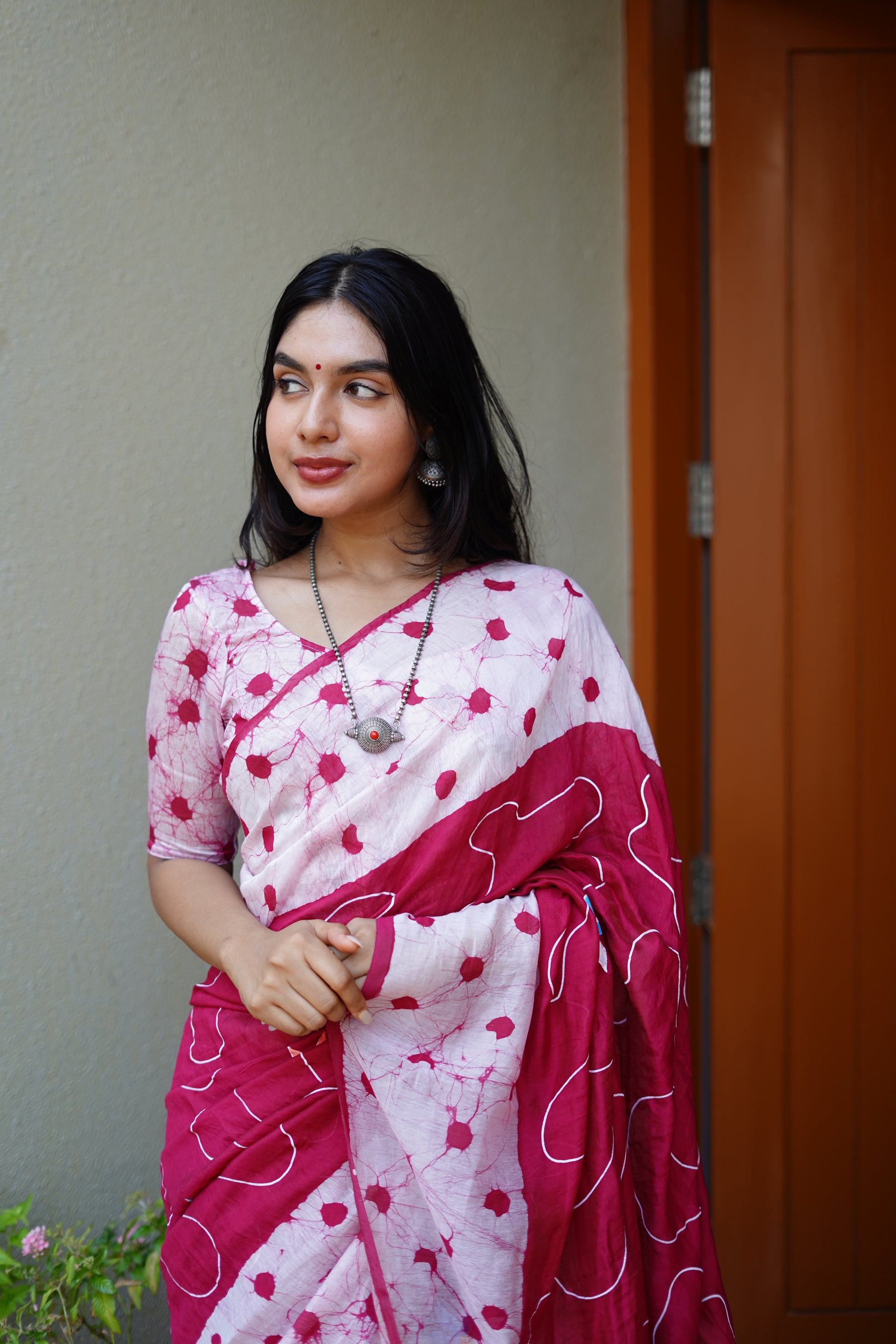 Hand Painted Pure Chanderi Cotton Saree with Batik Prints