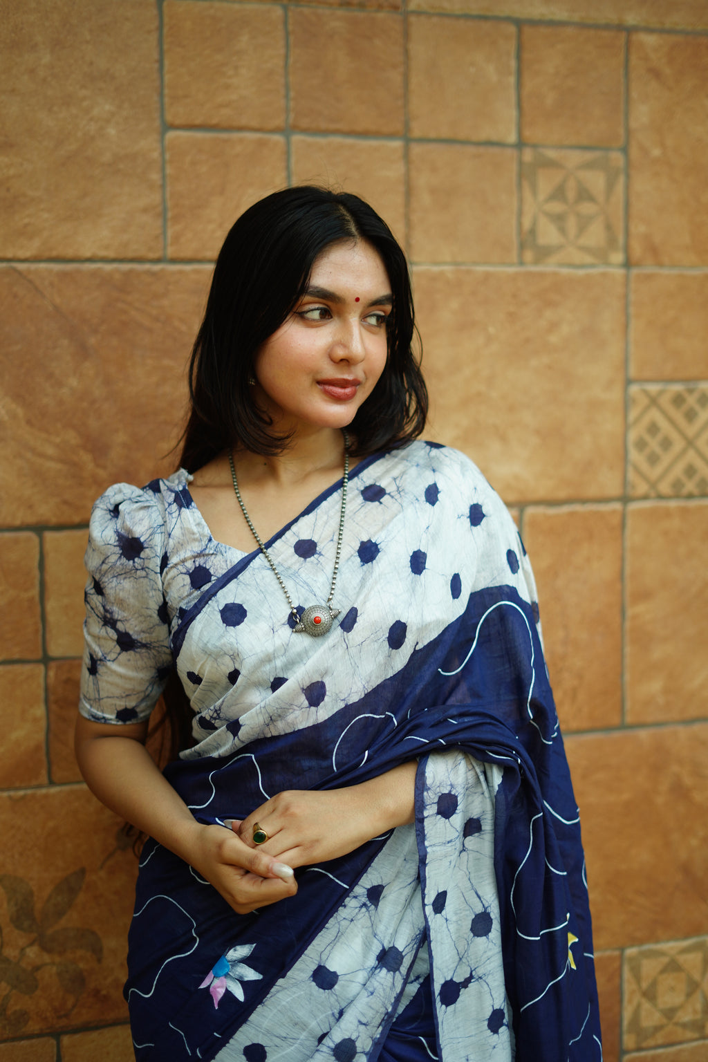 Hand Painted Pure Chanderi Cotton Saree with Batik Prints